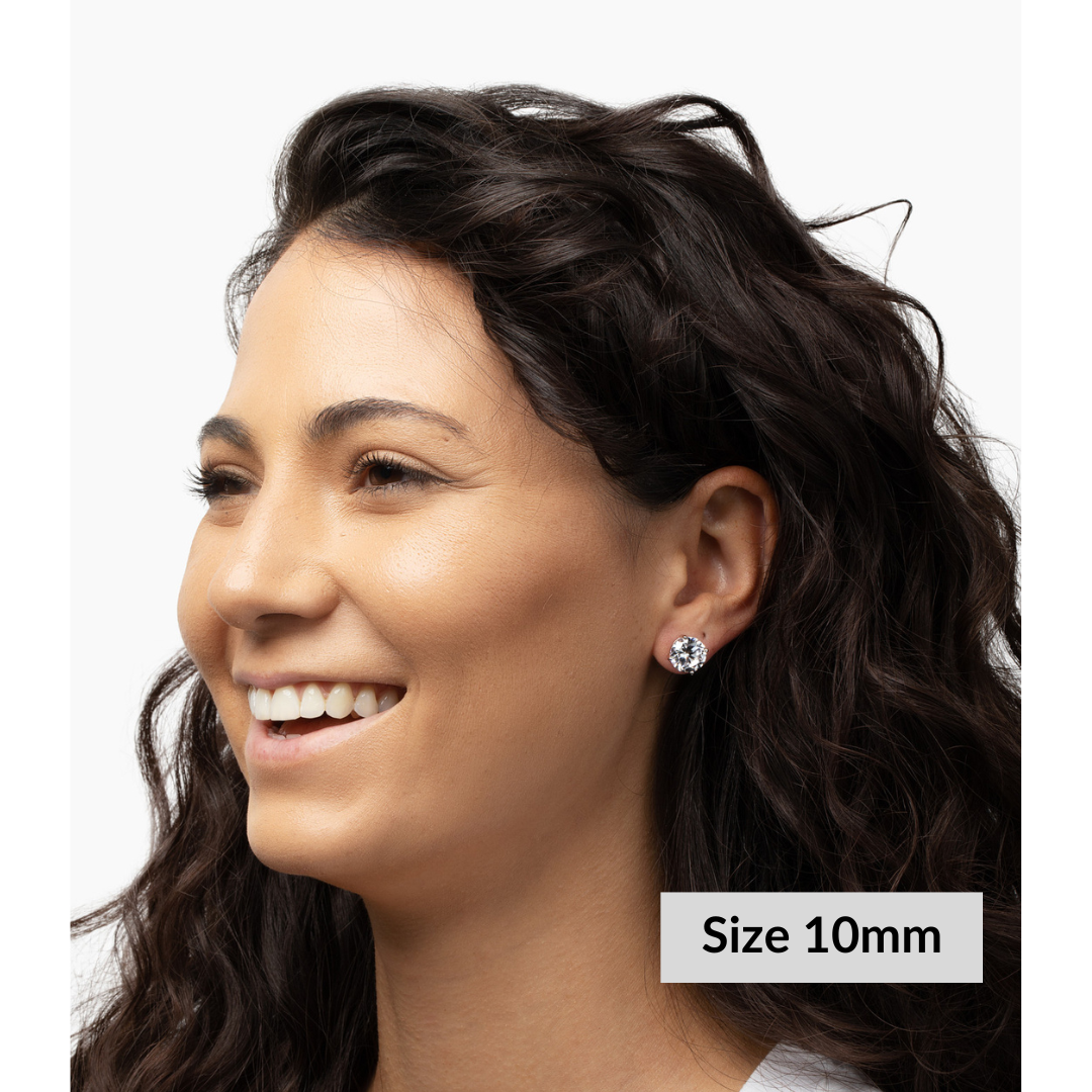 Round Solitaire Stud Earrings - Simulated Diamonds