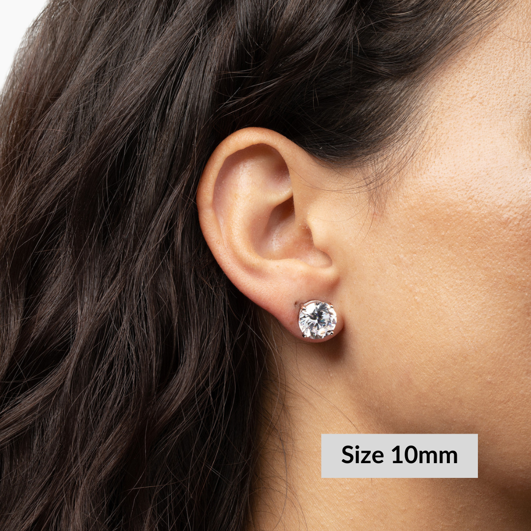 Round Solitaire Stud Earrings - Simulated Diamonds