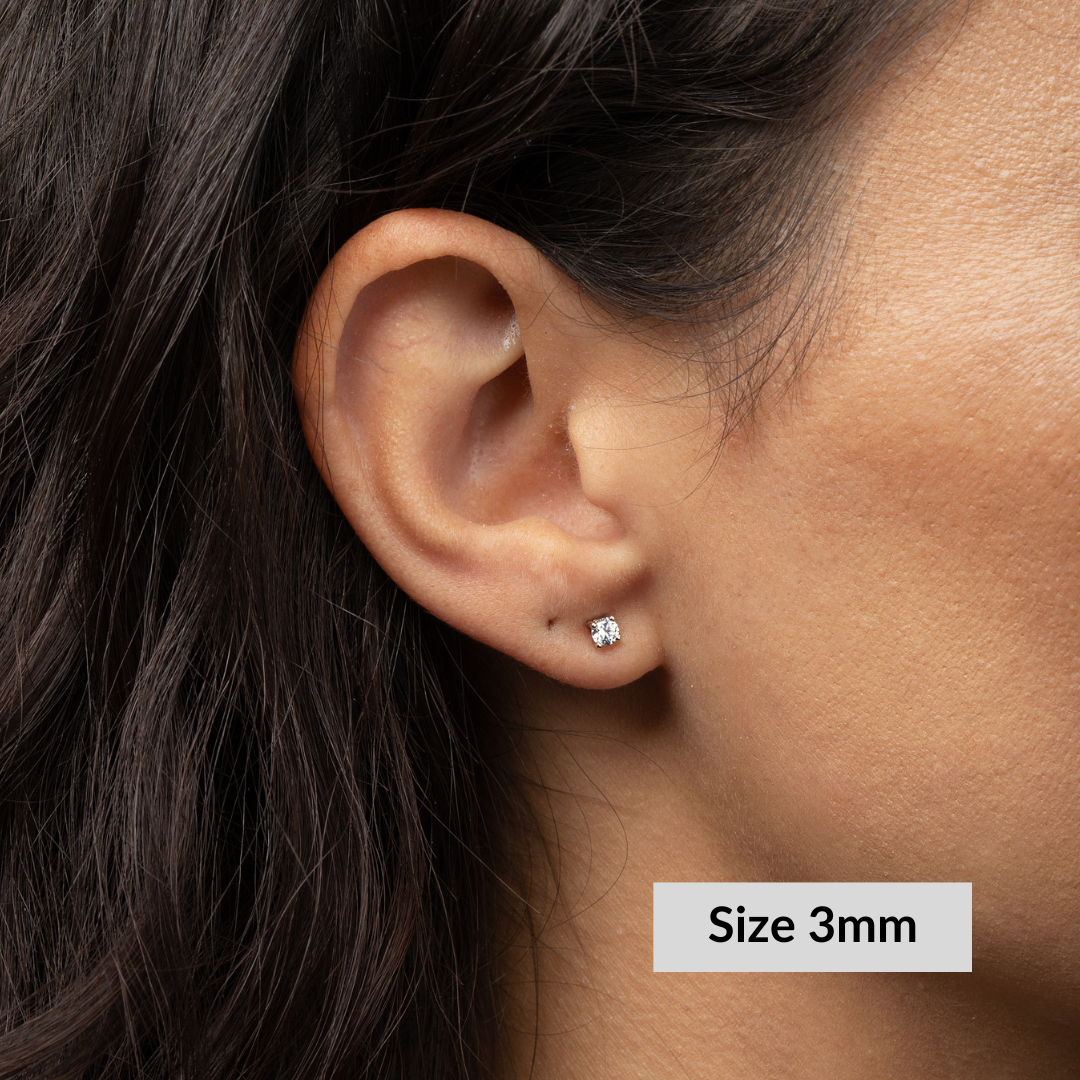 Round Solitaire Stud Earrings - Simulated Diamonds