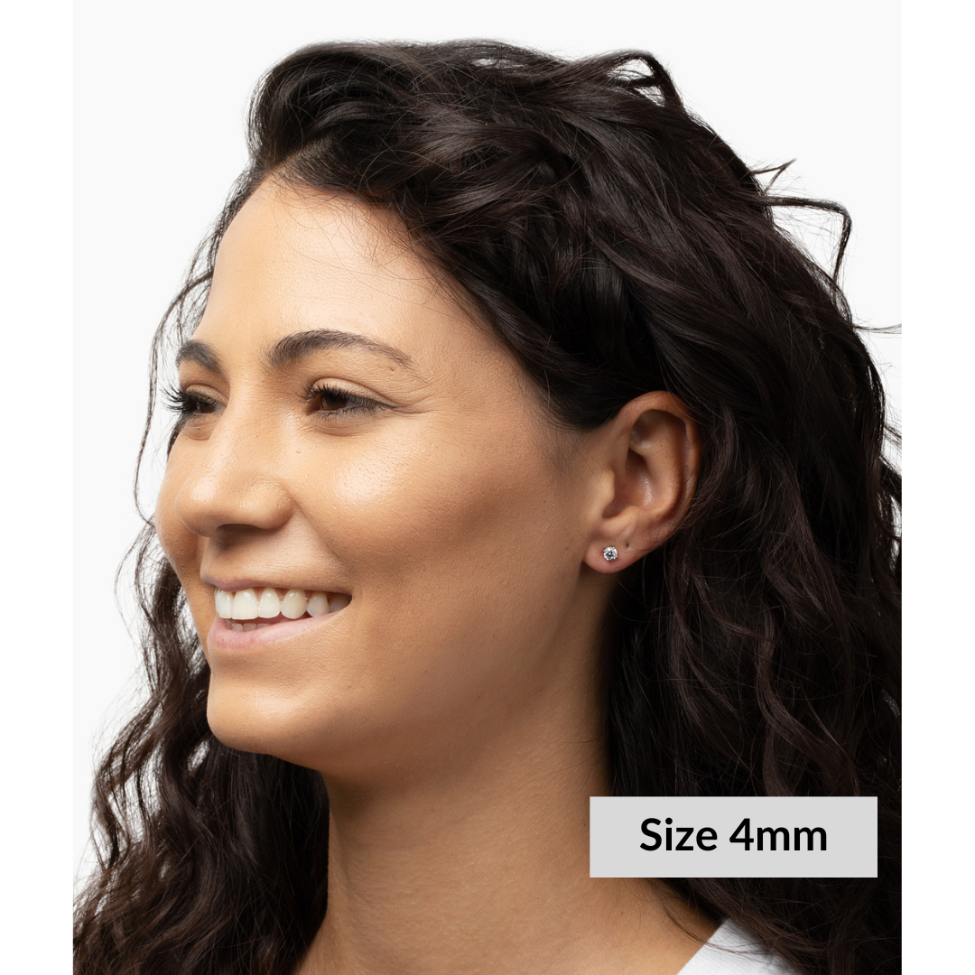 Round Solitaire Stud Earrings - Simulated Diamonds