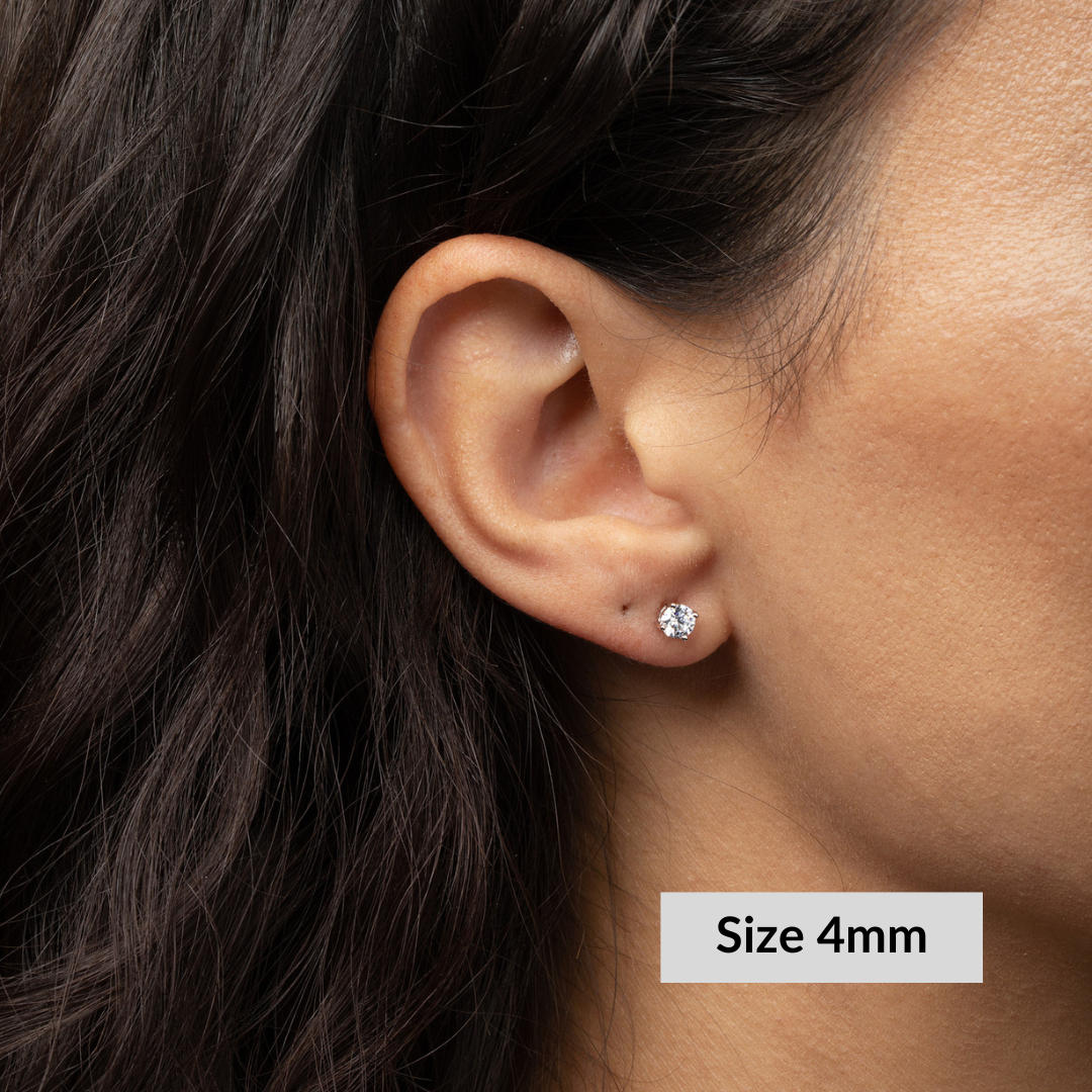 Round Solitaire Stud Earrings - Simulated Diamonds