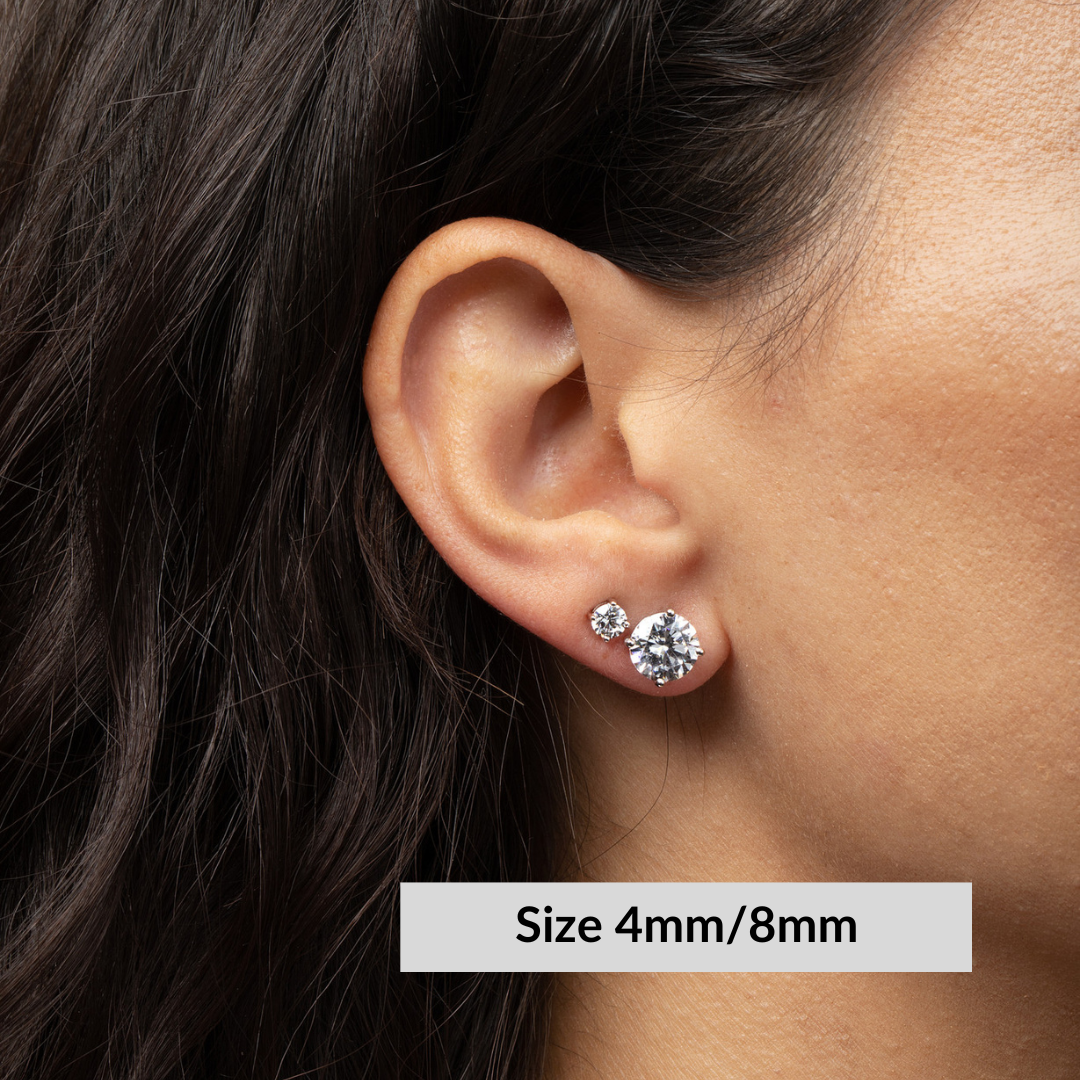 Round Solitaire Stud Earrings - Simulated Diamonds