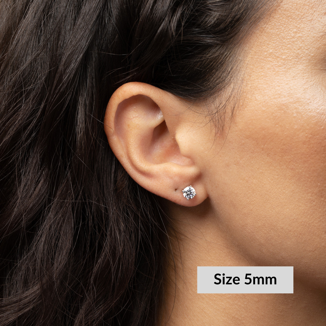 Round Solitaire Stud Earrings - Simulated Diamonds