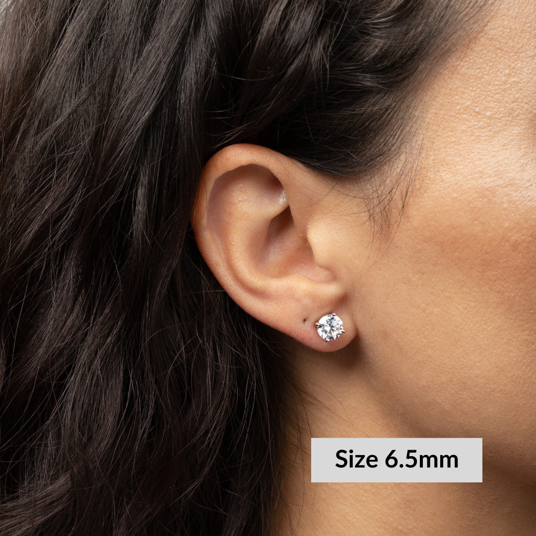 Round Solitaire Stud Earrings - Simulated Diamonds