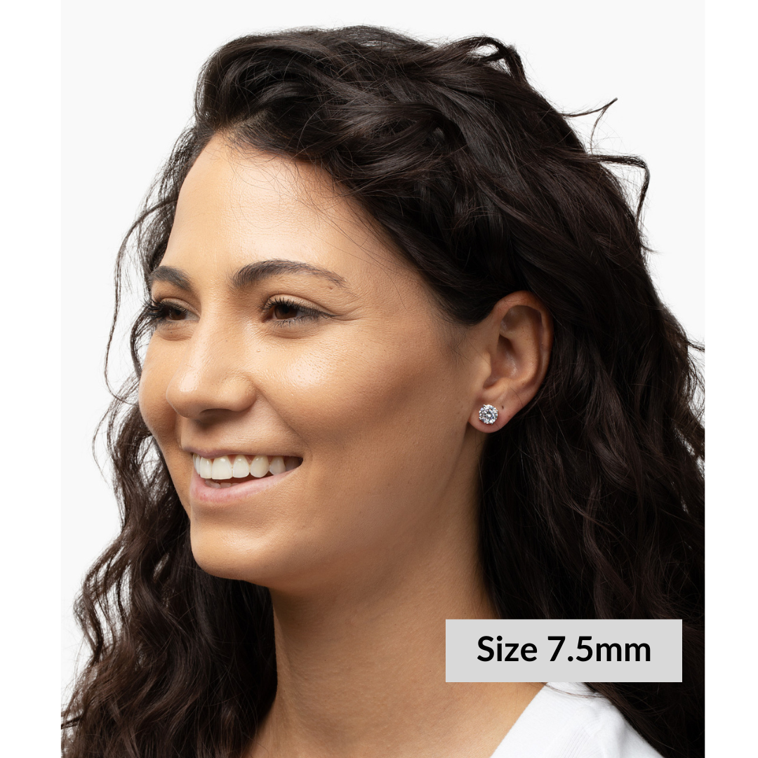 Round Solitaire Stud Earrings - Simulated Diamonds