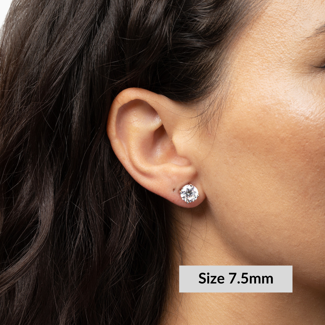 Round Solitaire Stud Earrings - Simulated Diamonds