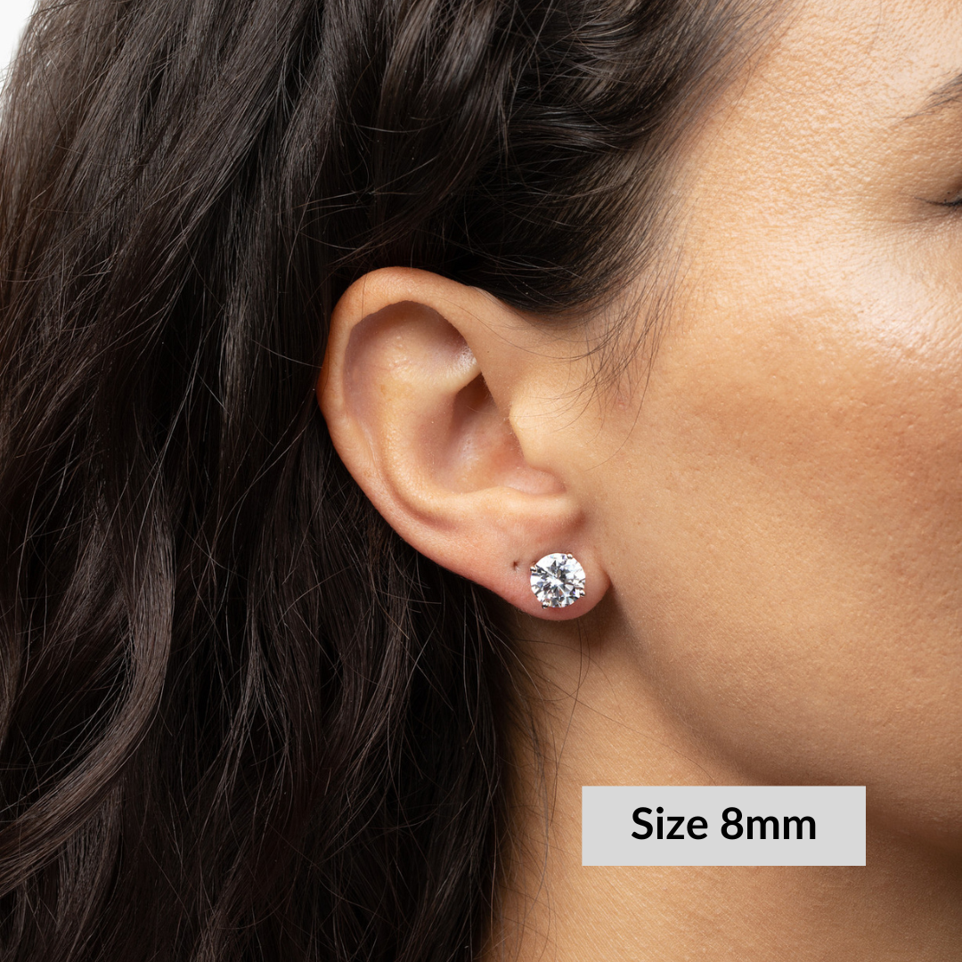 Round Solitaire Stud Earrings - Simulated Diamonds
