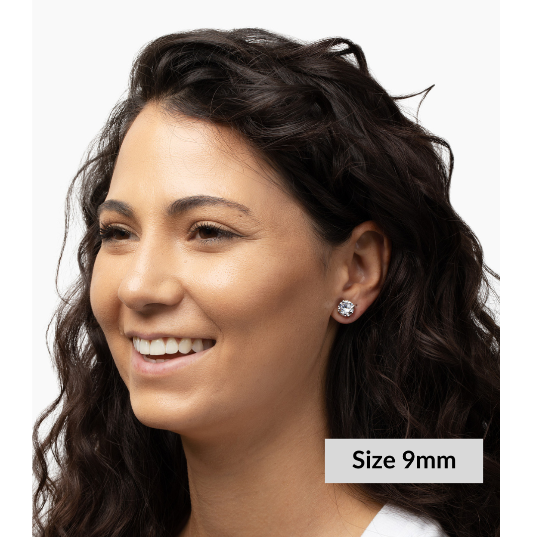 Round Solitaire Stud Earrings - Simulated Diamonds