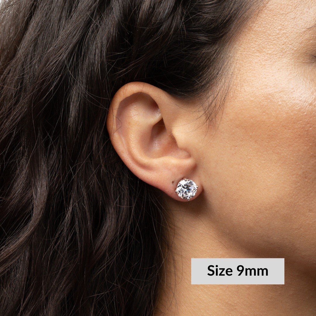 Round Solitaire Stud Earrings - Simulated Diamonds