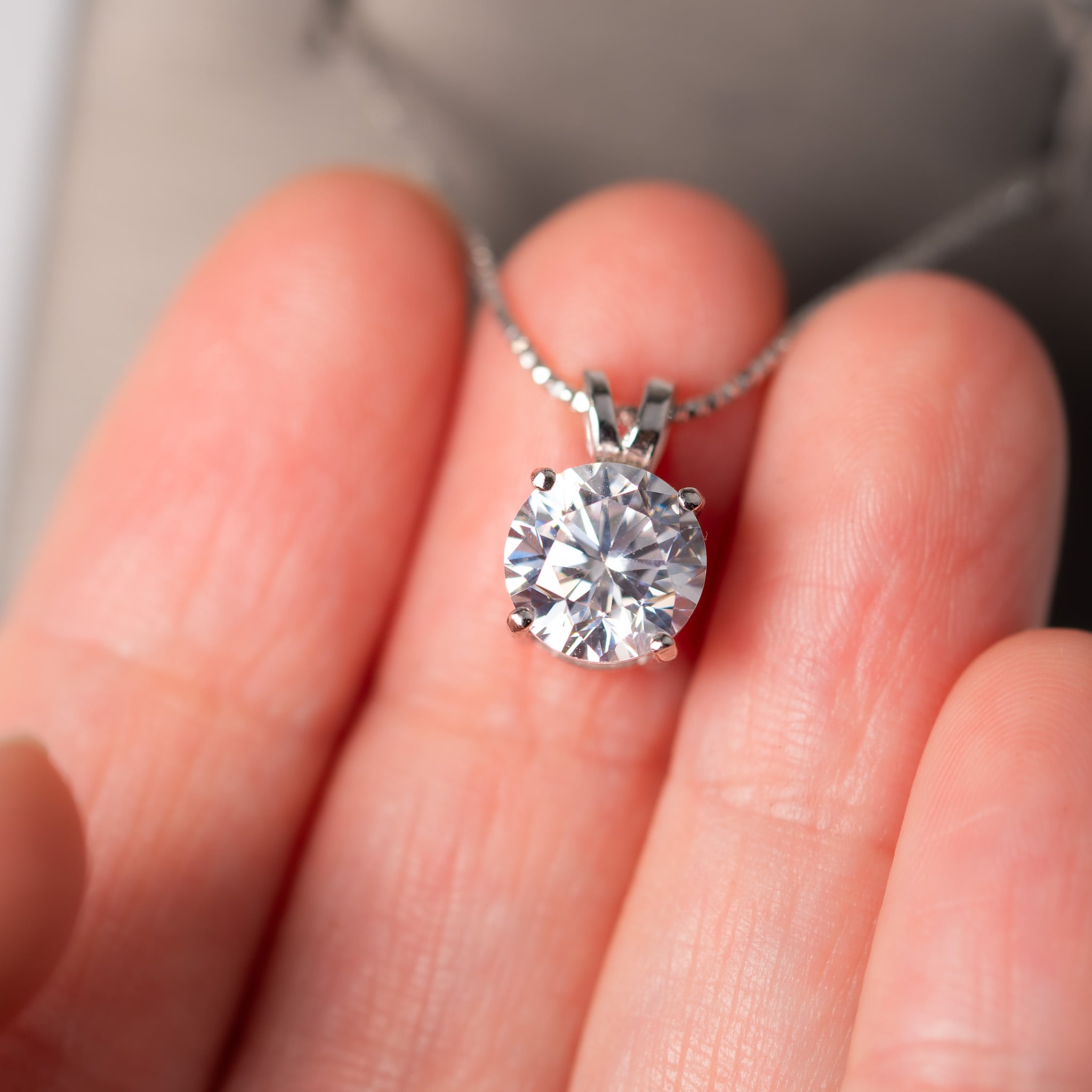 Round Solitaire Necklace - Moissanite