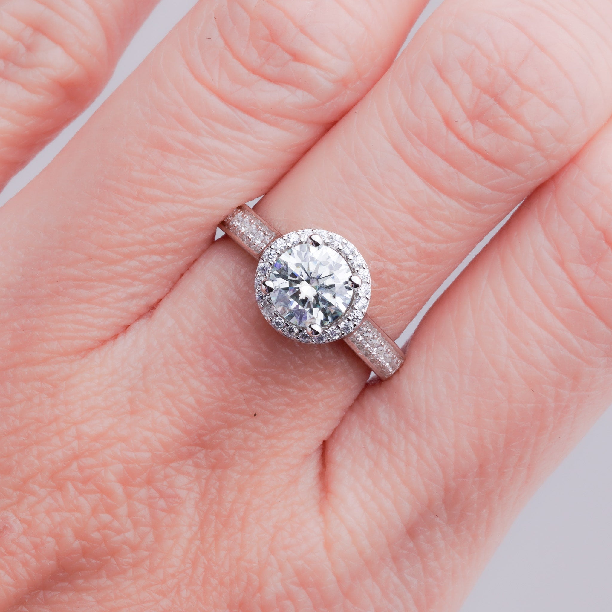Moissanite Halo Ring - 1 ct
