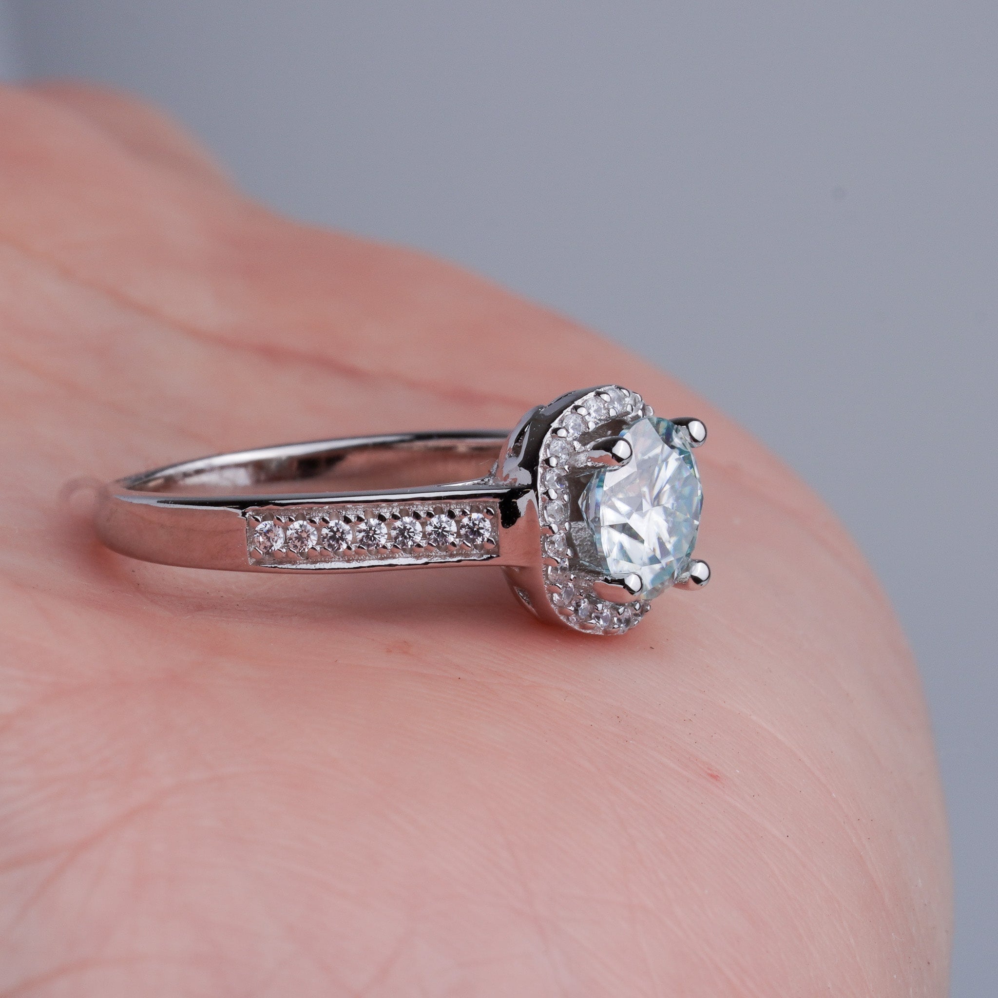 Moissanite Halo Ring - 1 ct