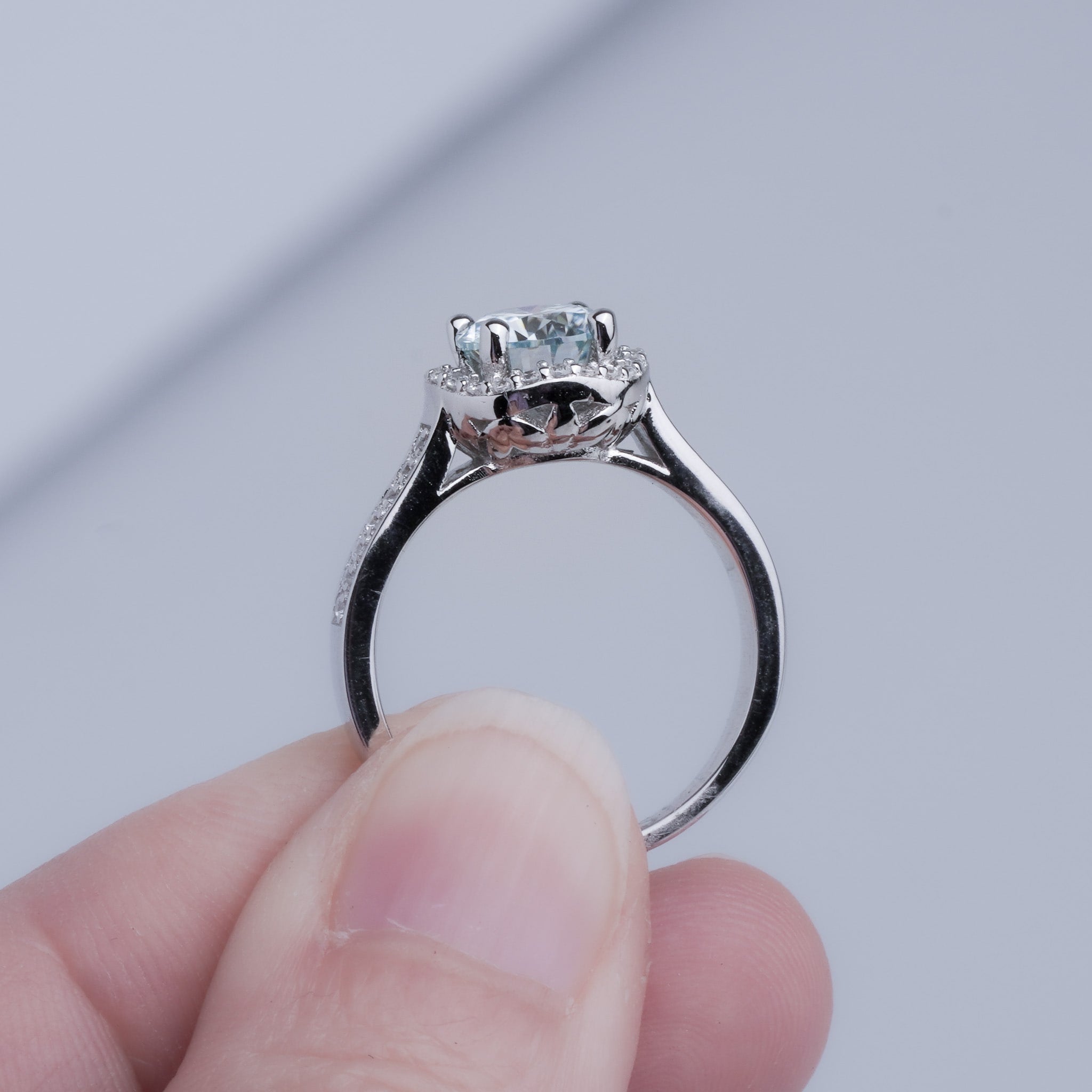 Moissanite Halo Ring - 1 ct