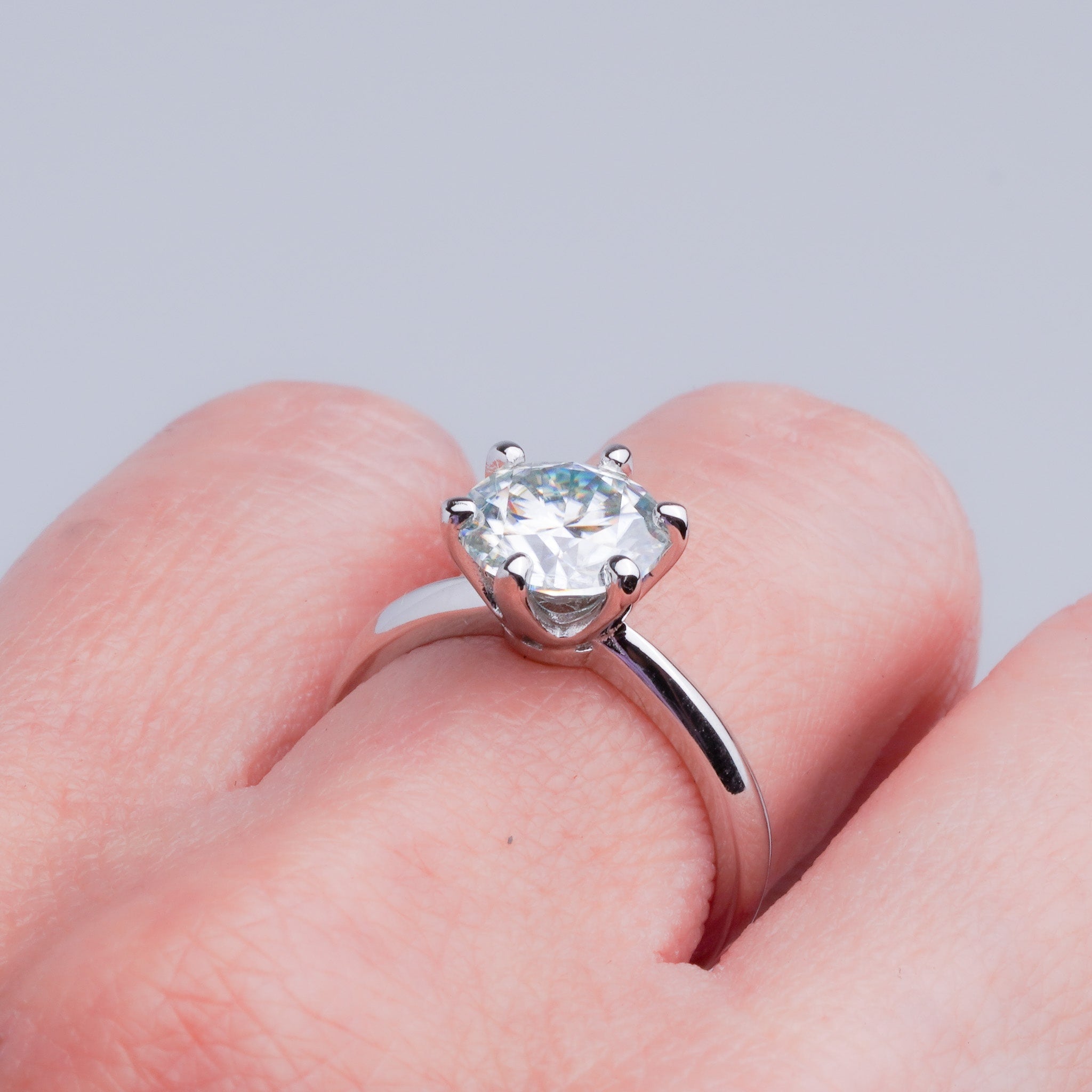 Round Solitaire Engagement Ring - Moissanite