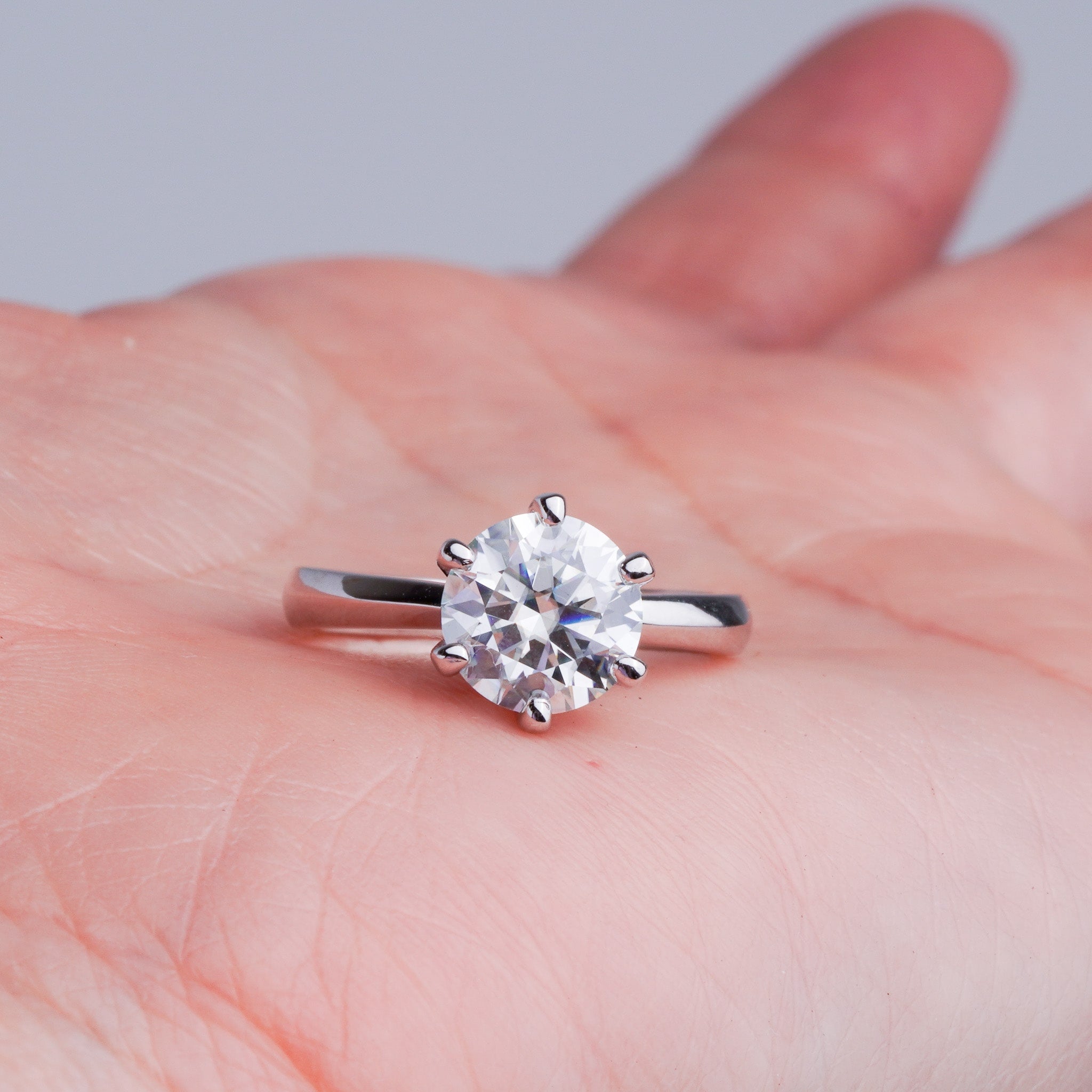 Round Solitaire Engagement Ring - Moissanite