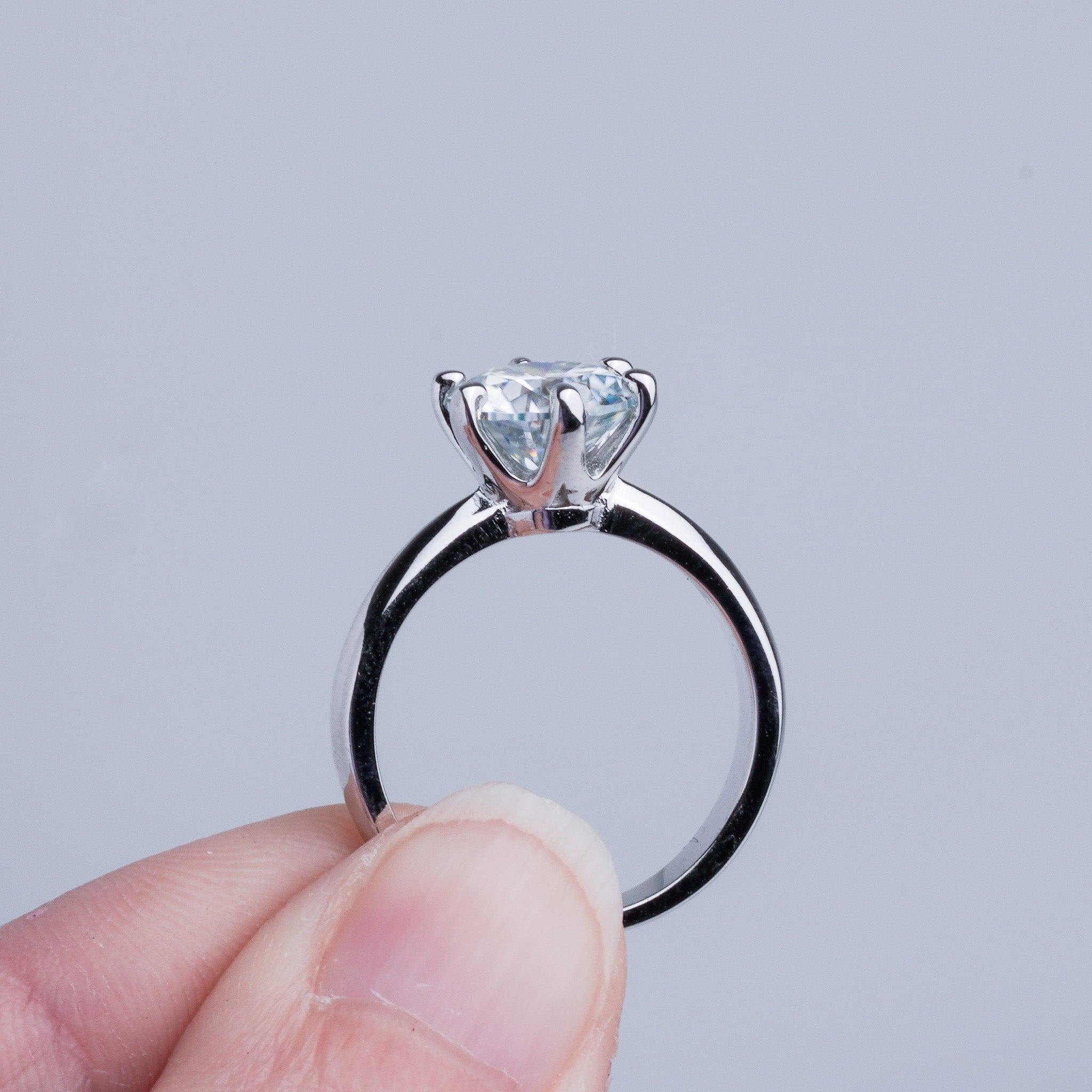 Round Solitaire Engagement Ring - Moissanite