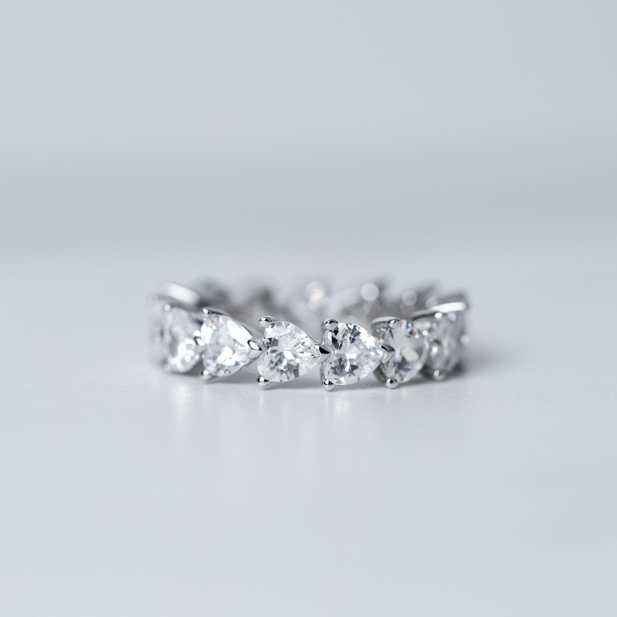 Heart Wedding Band - Simulated Diamond