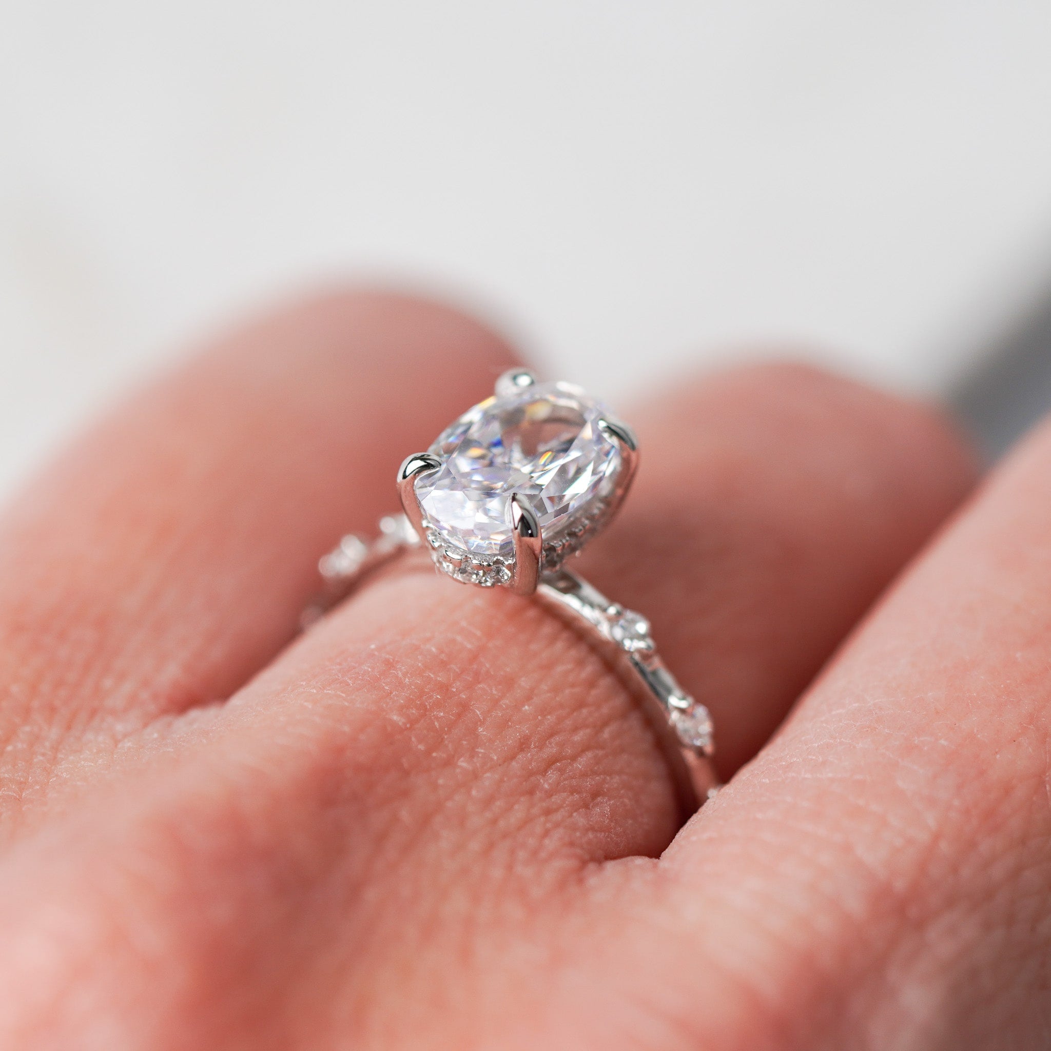 Oval Simulated Diamond Ring - Simulated Diamond