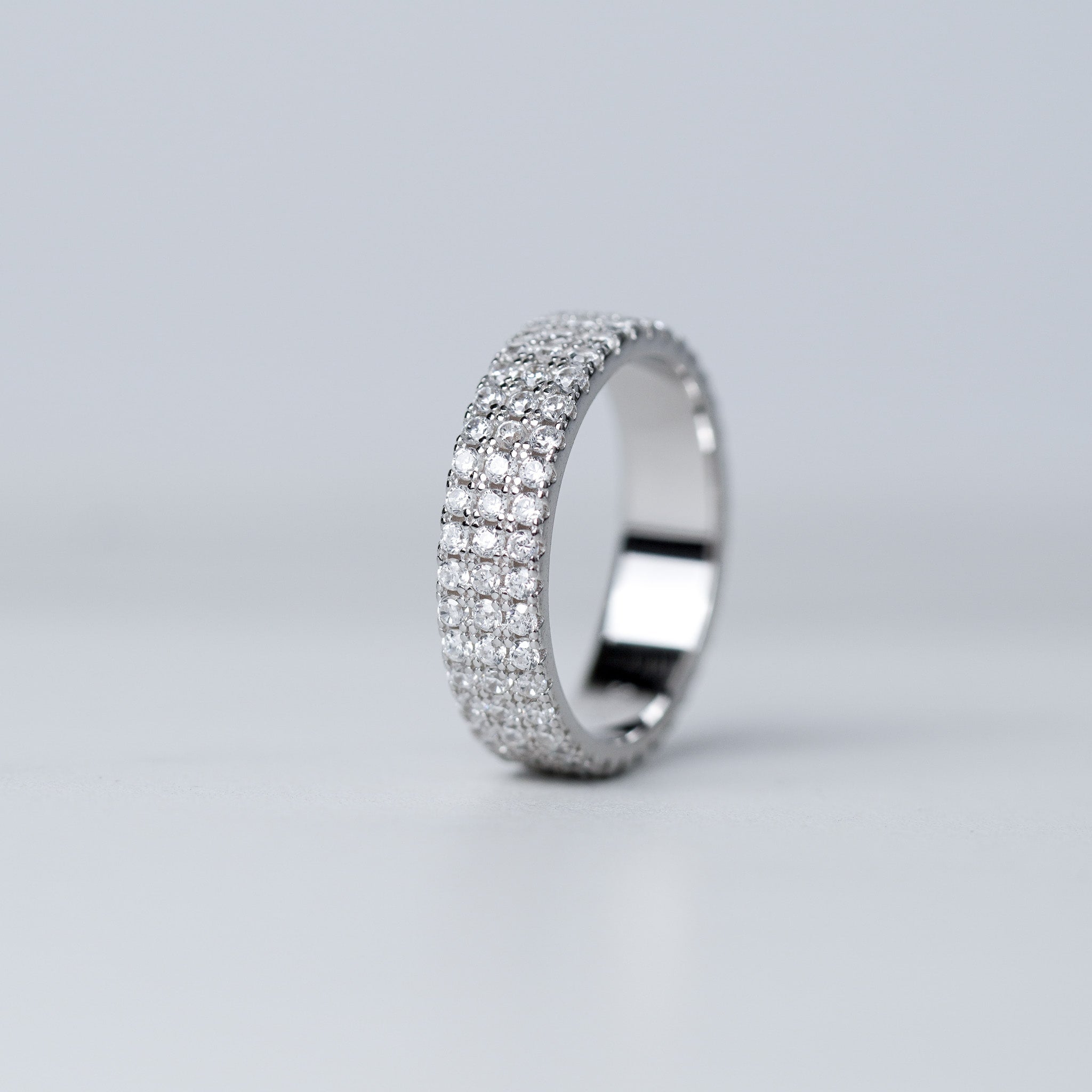 Three Row Wedding Band - Simulated Diamond