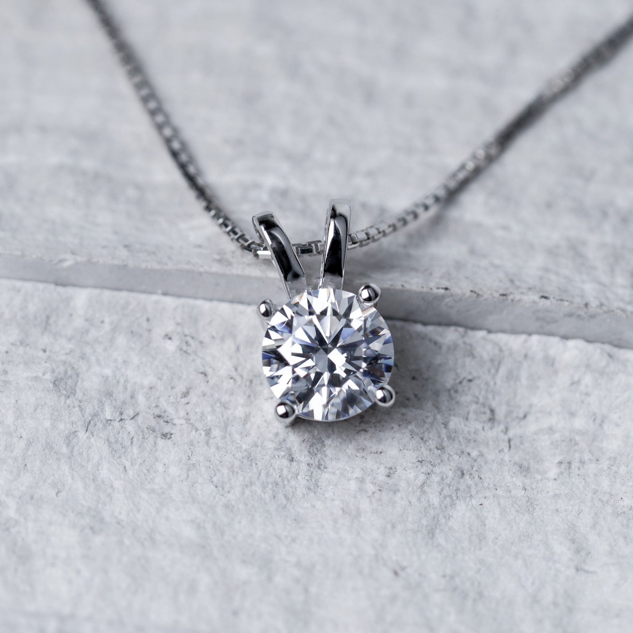 Round Solitaire Necklace - Moissanite