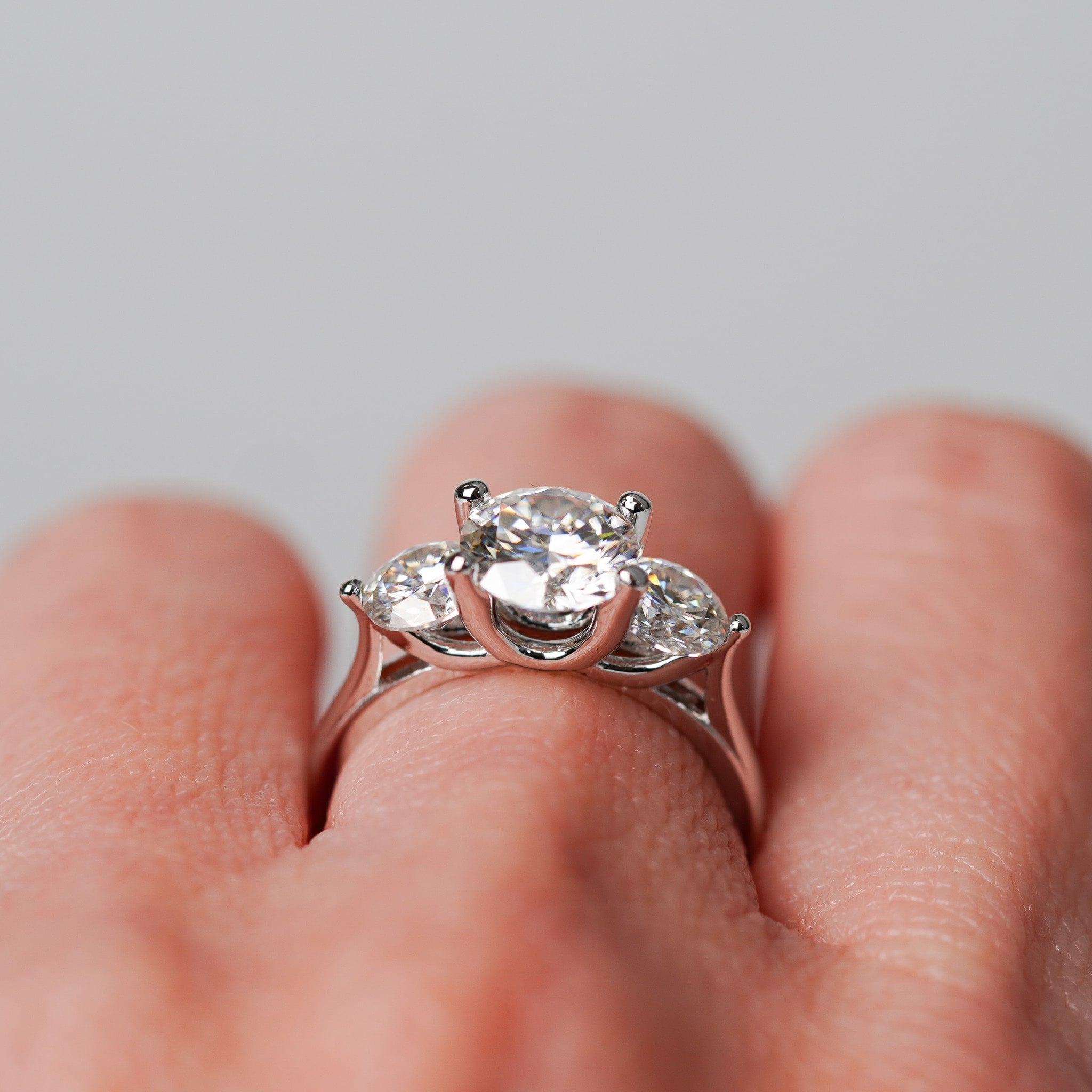 Three Stone Moissanite Ring - 2.25 ct