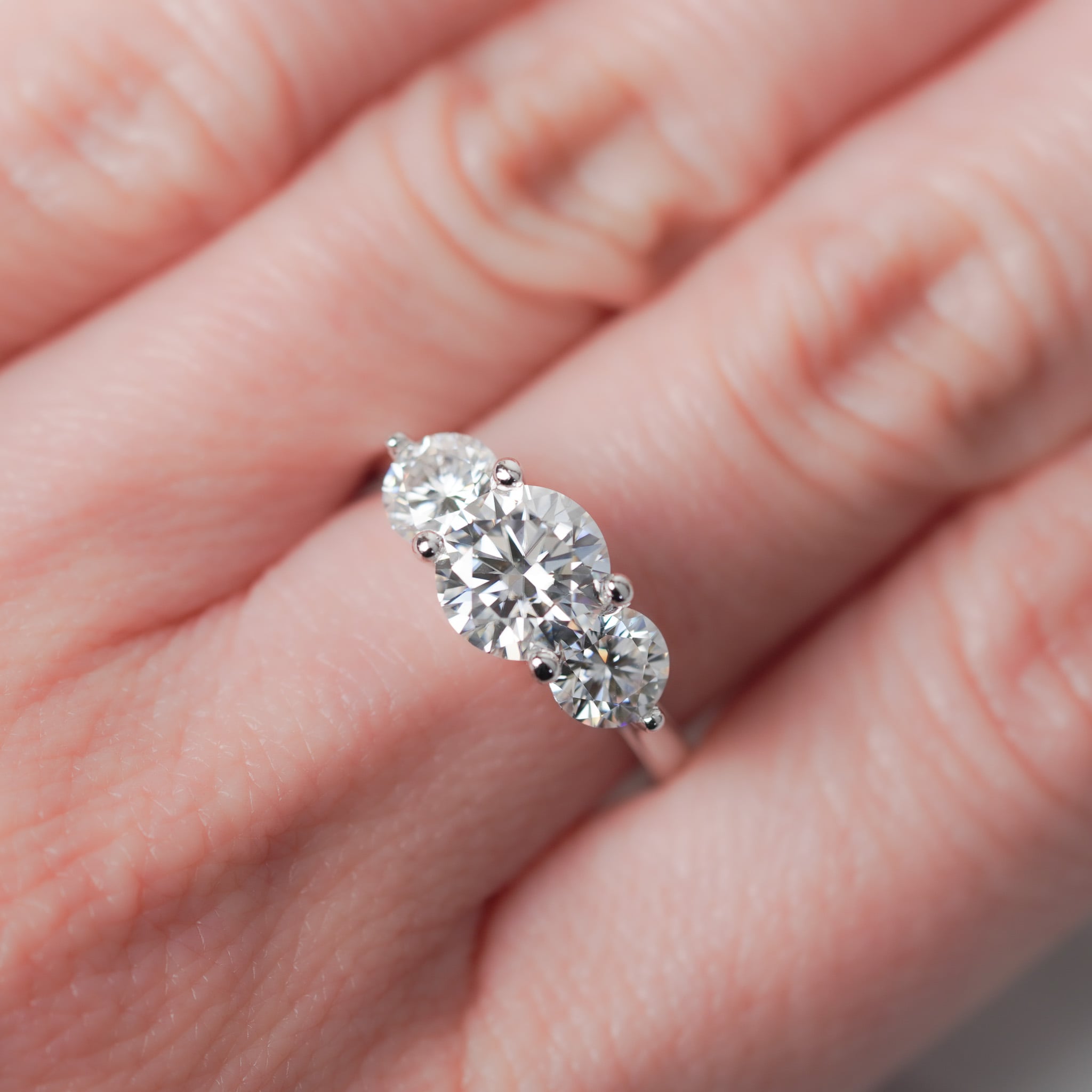 Three Stone Moissanite Ring - 2.25 ct