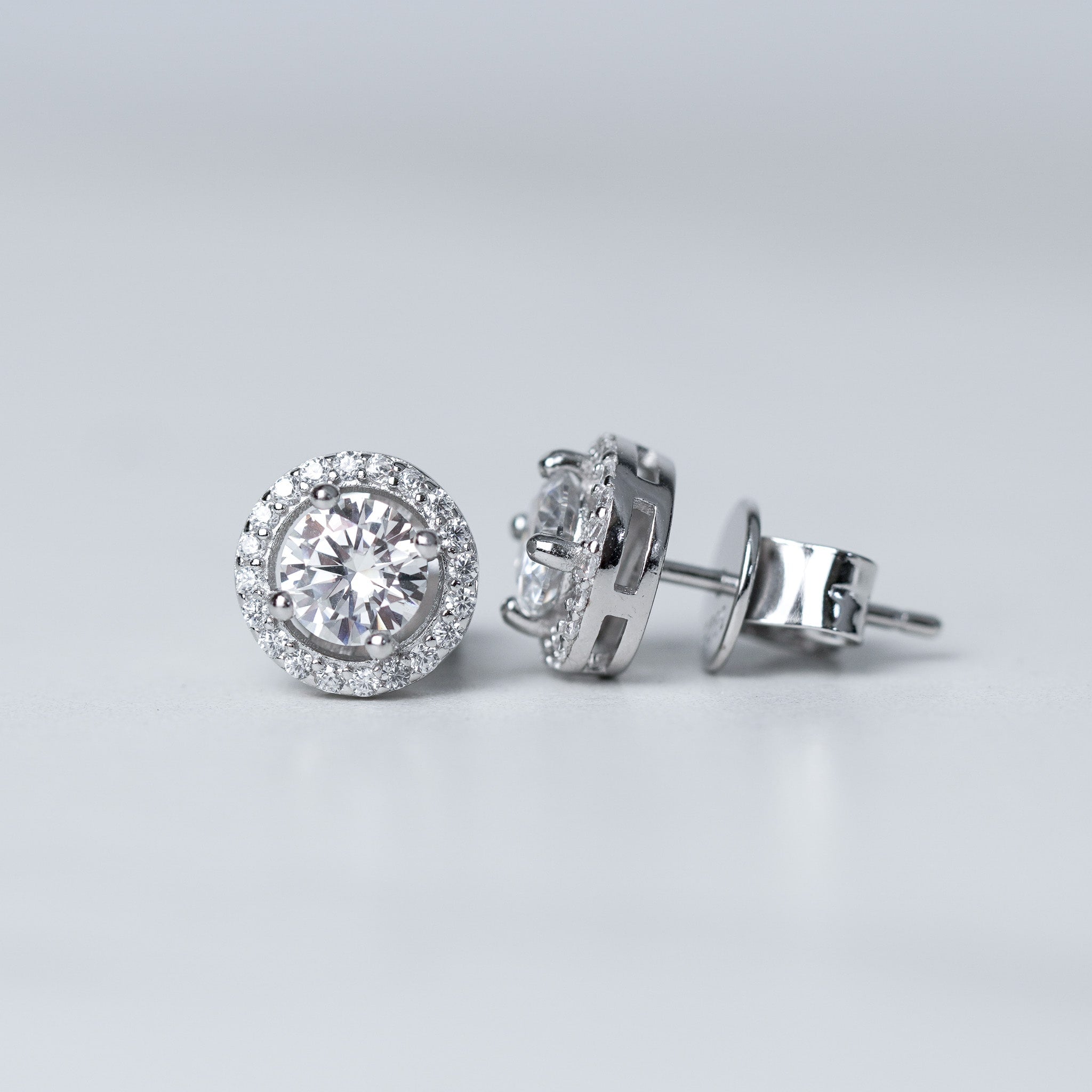 Round Halo Earrings - Moissanite