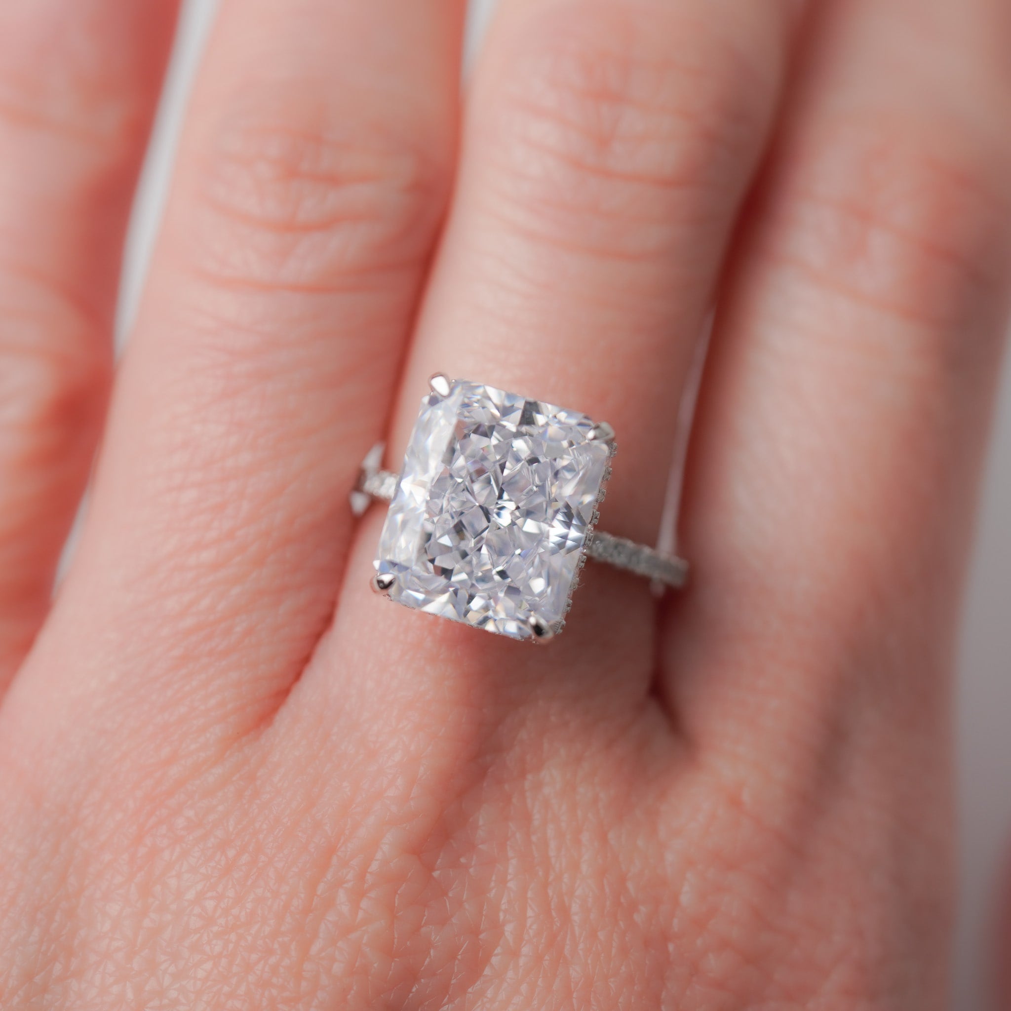 Radiant Rectangle Ring - Simulated Diamond