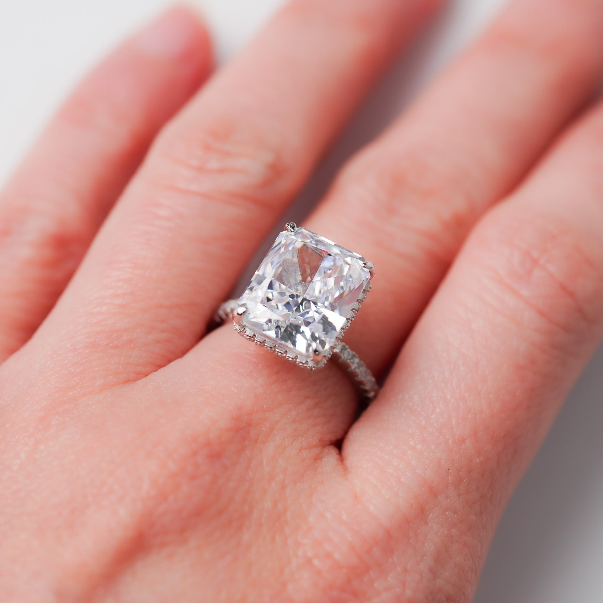 Radiant Rectangle Ring - Simulated Diamond