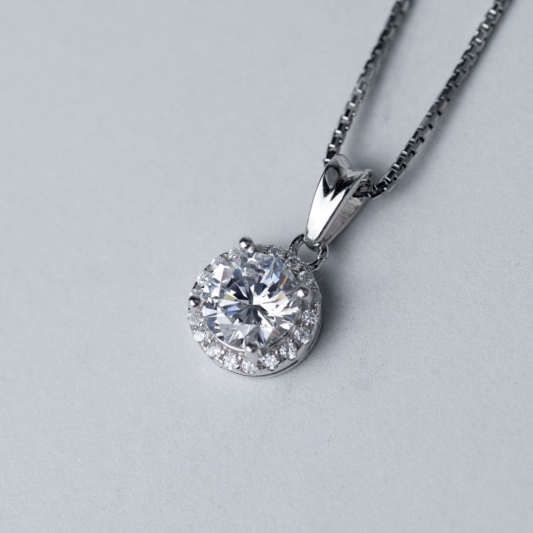Round Halo Pendant Necklace