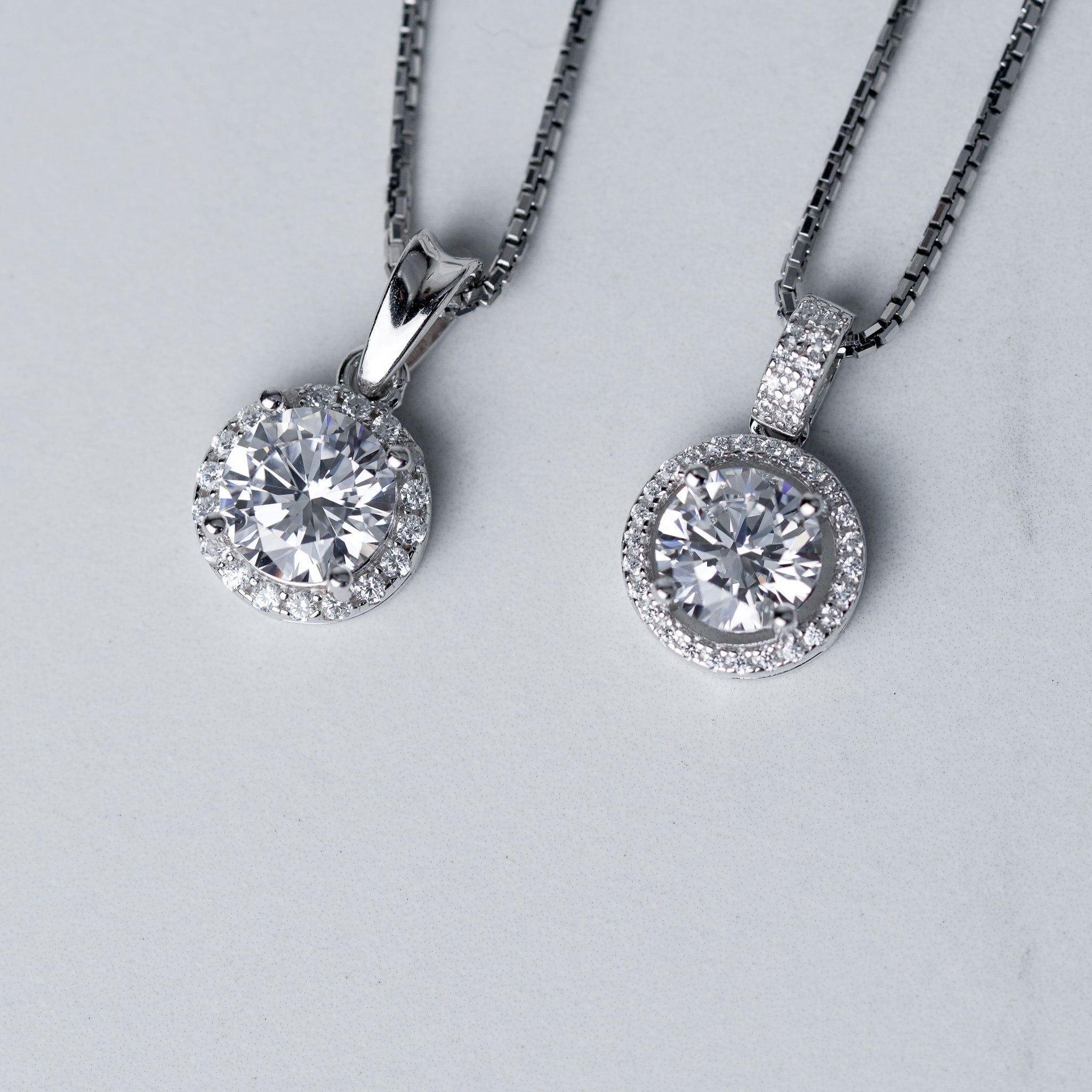 Round Halo Pendant Necklace