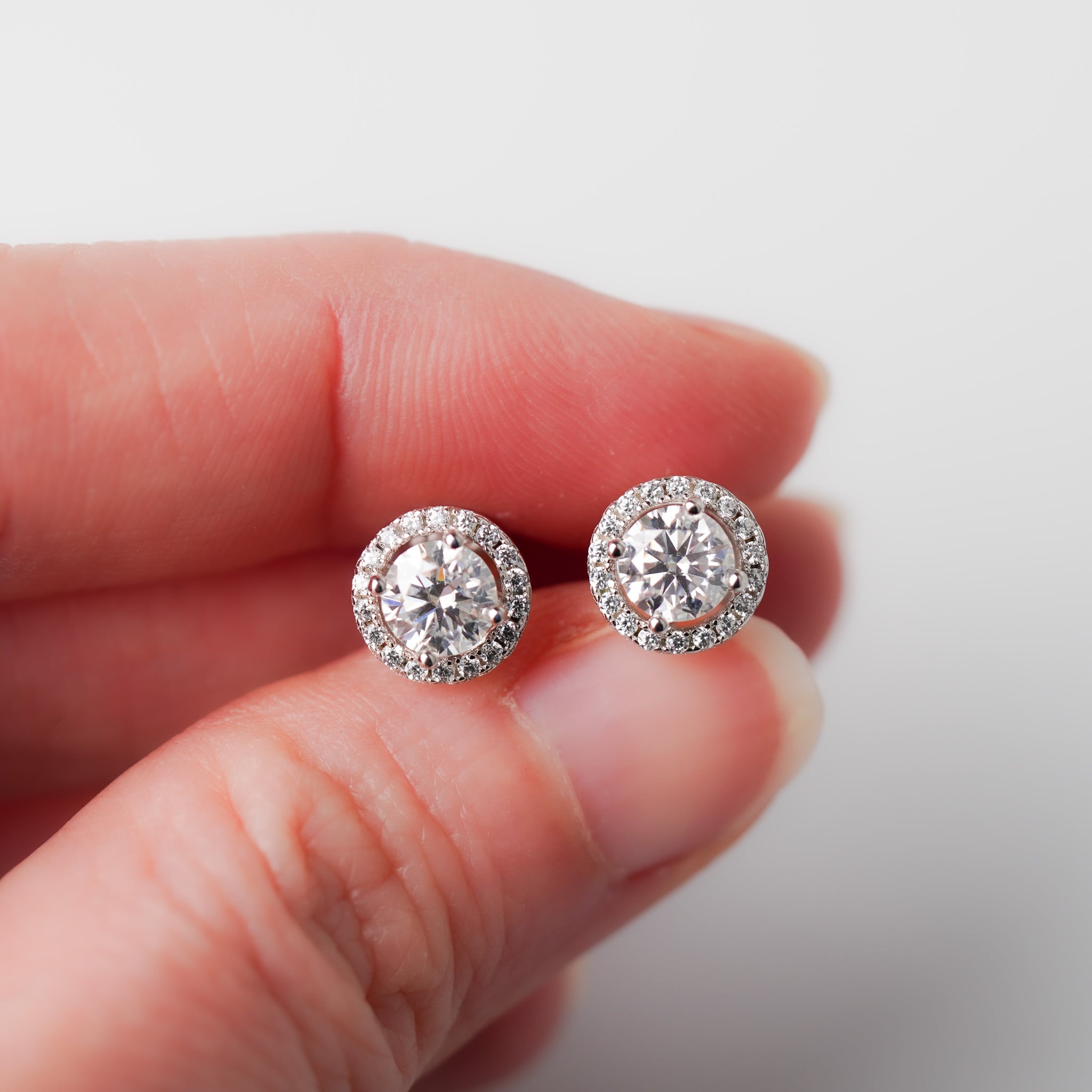 Round Halo Earrings - Moissanite