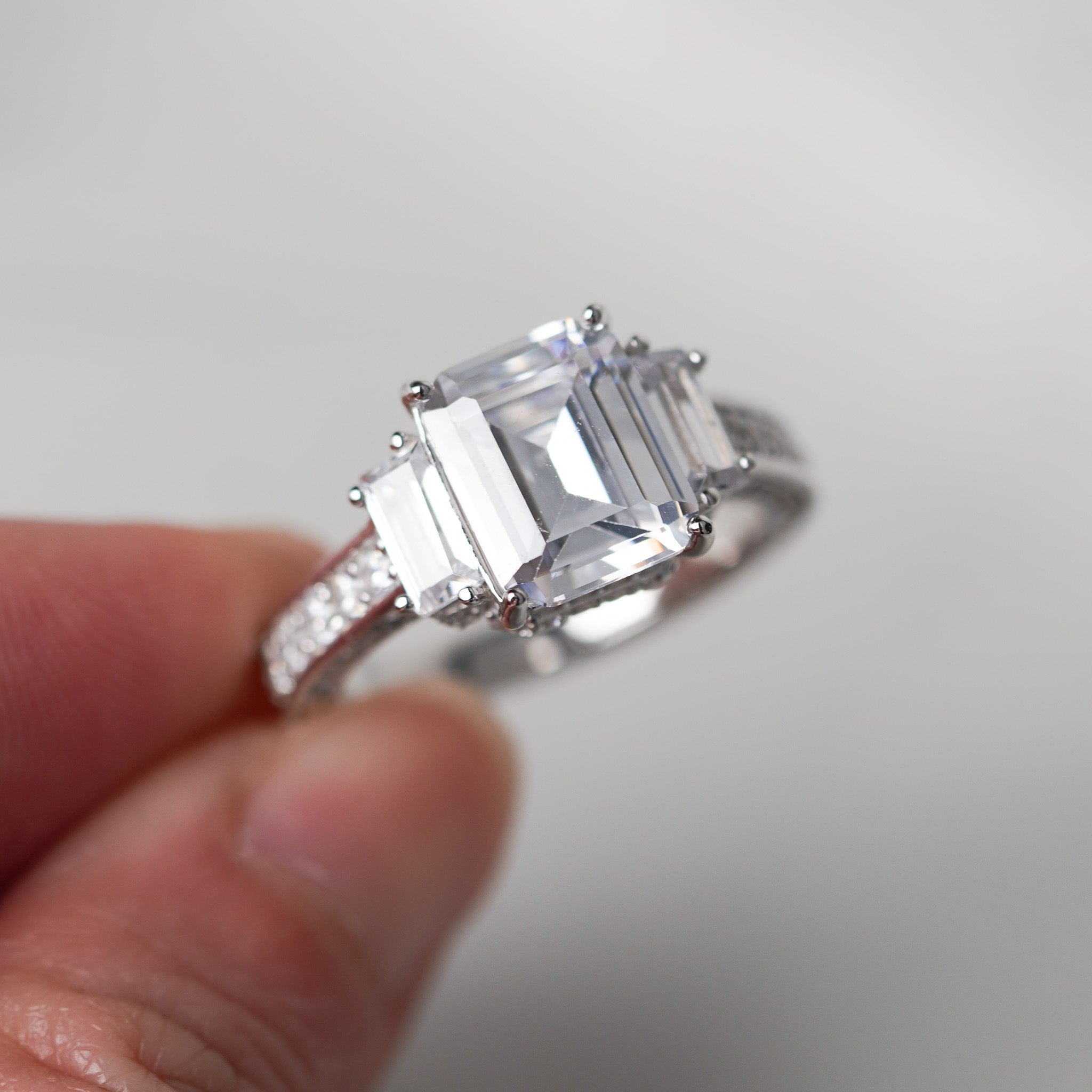 Emerald three Stone Bling Ring