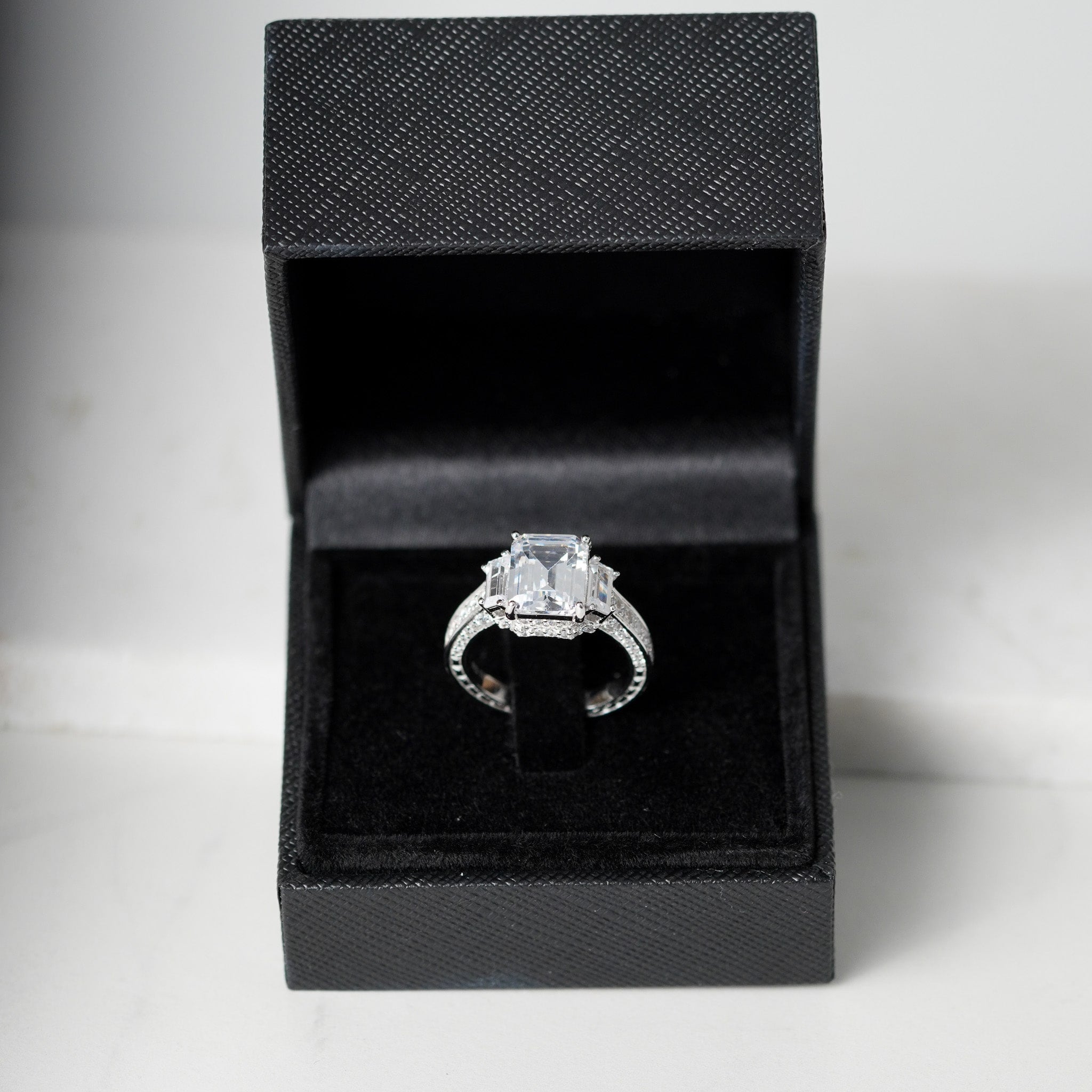 Emerald three Stone Bling Ring