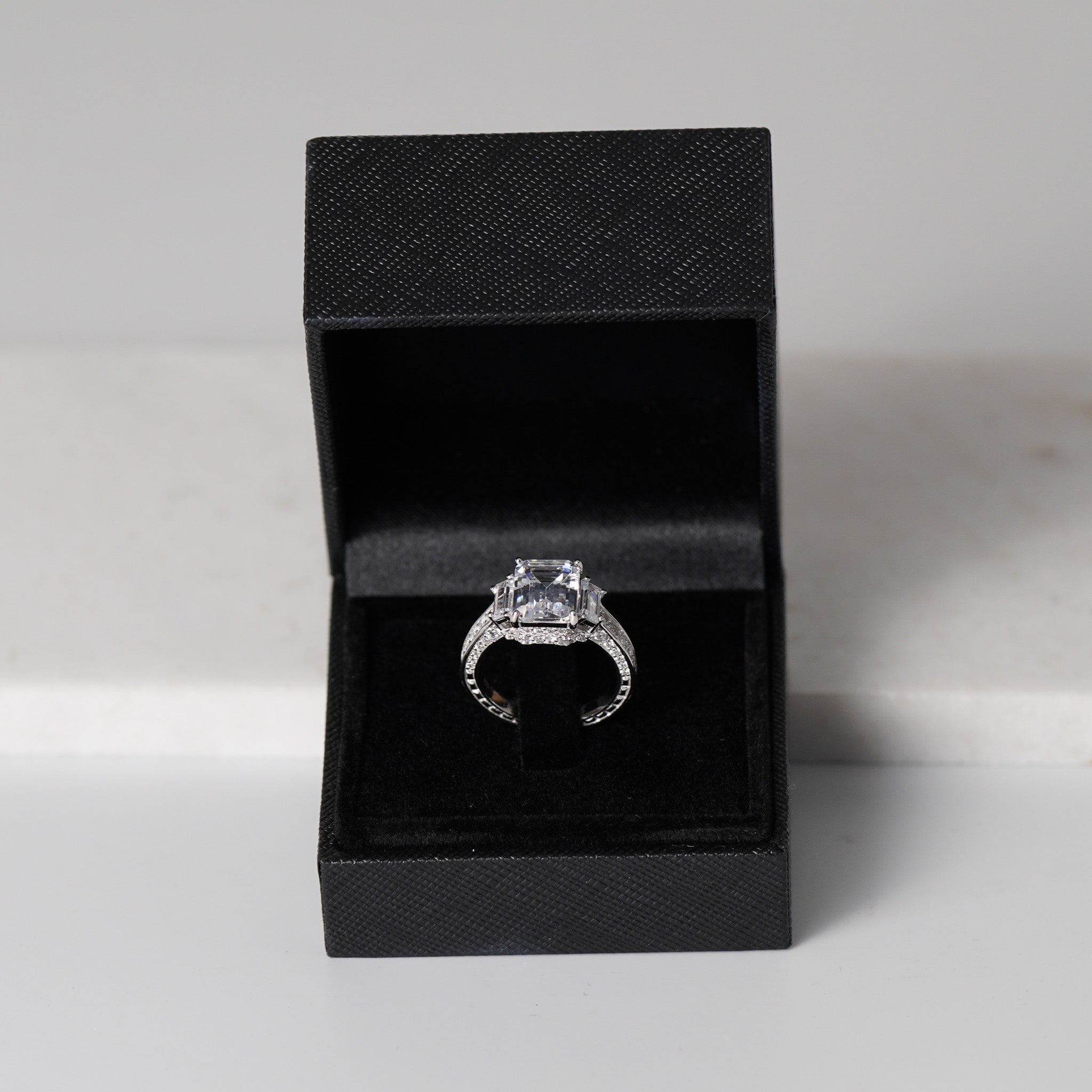 Emerald three Stone Bling Ring