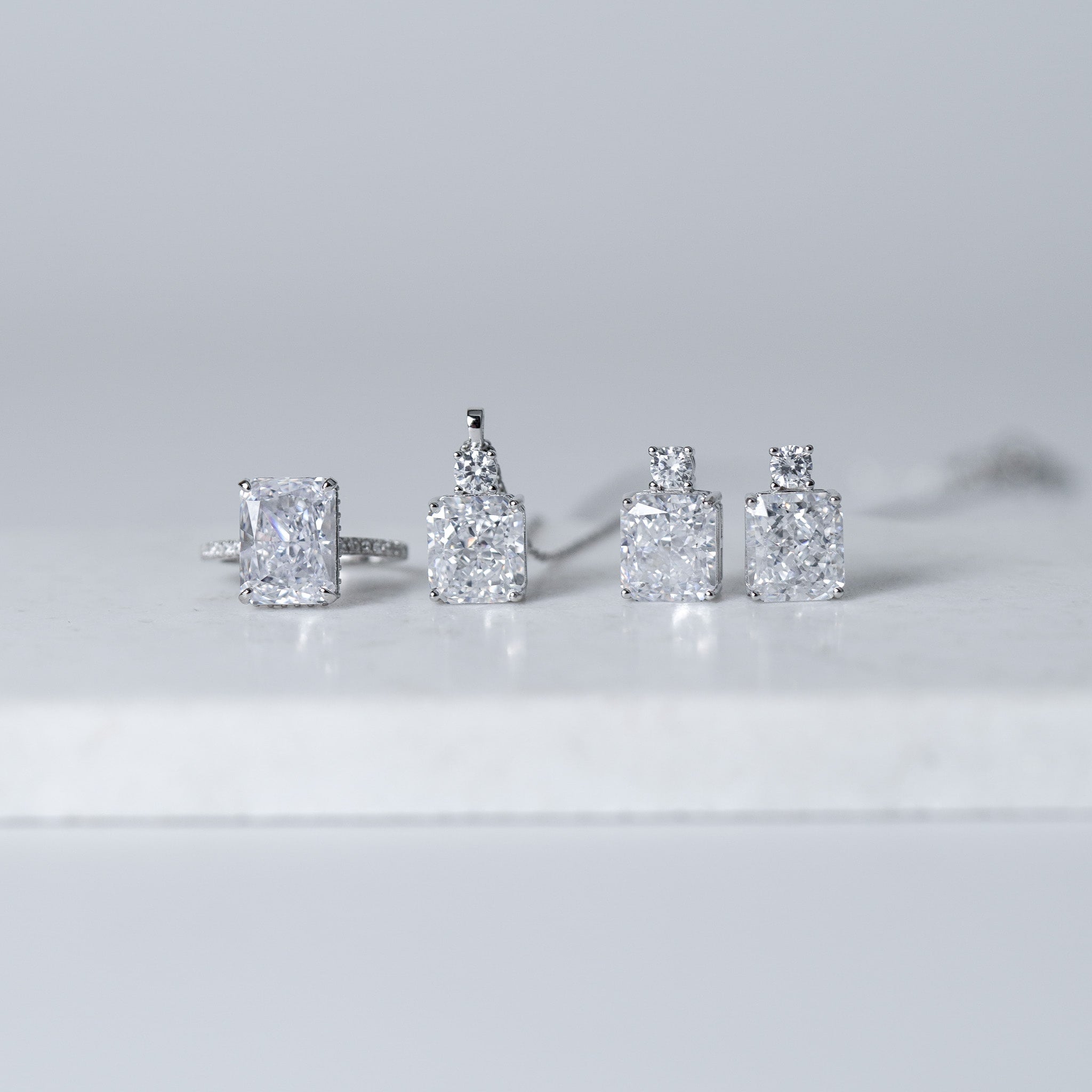 Radiant Rectangle Ring - Simulated Diamond