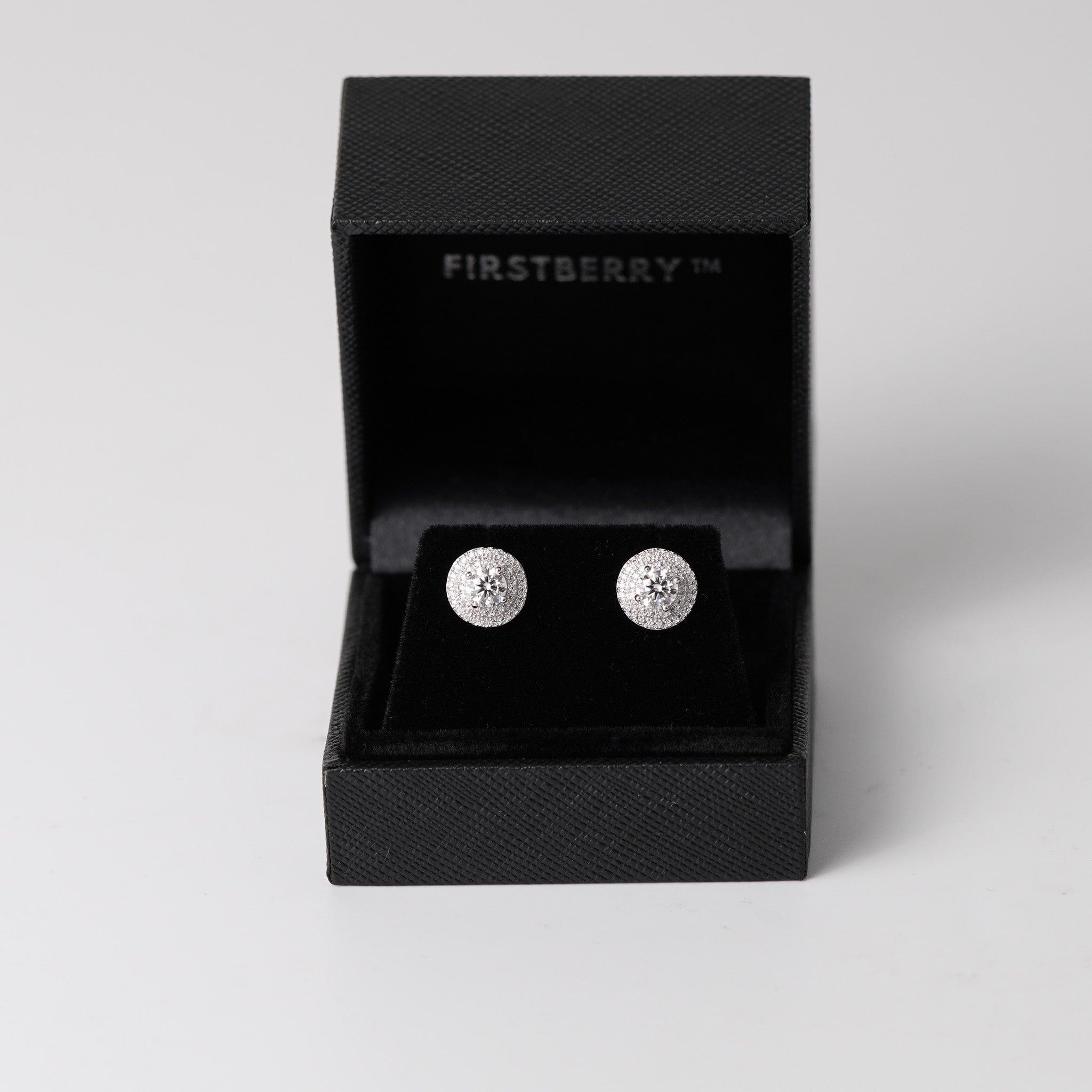 Double Halo Round Moissanite Earrings - Screwed Back