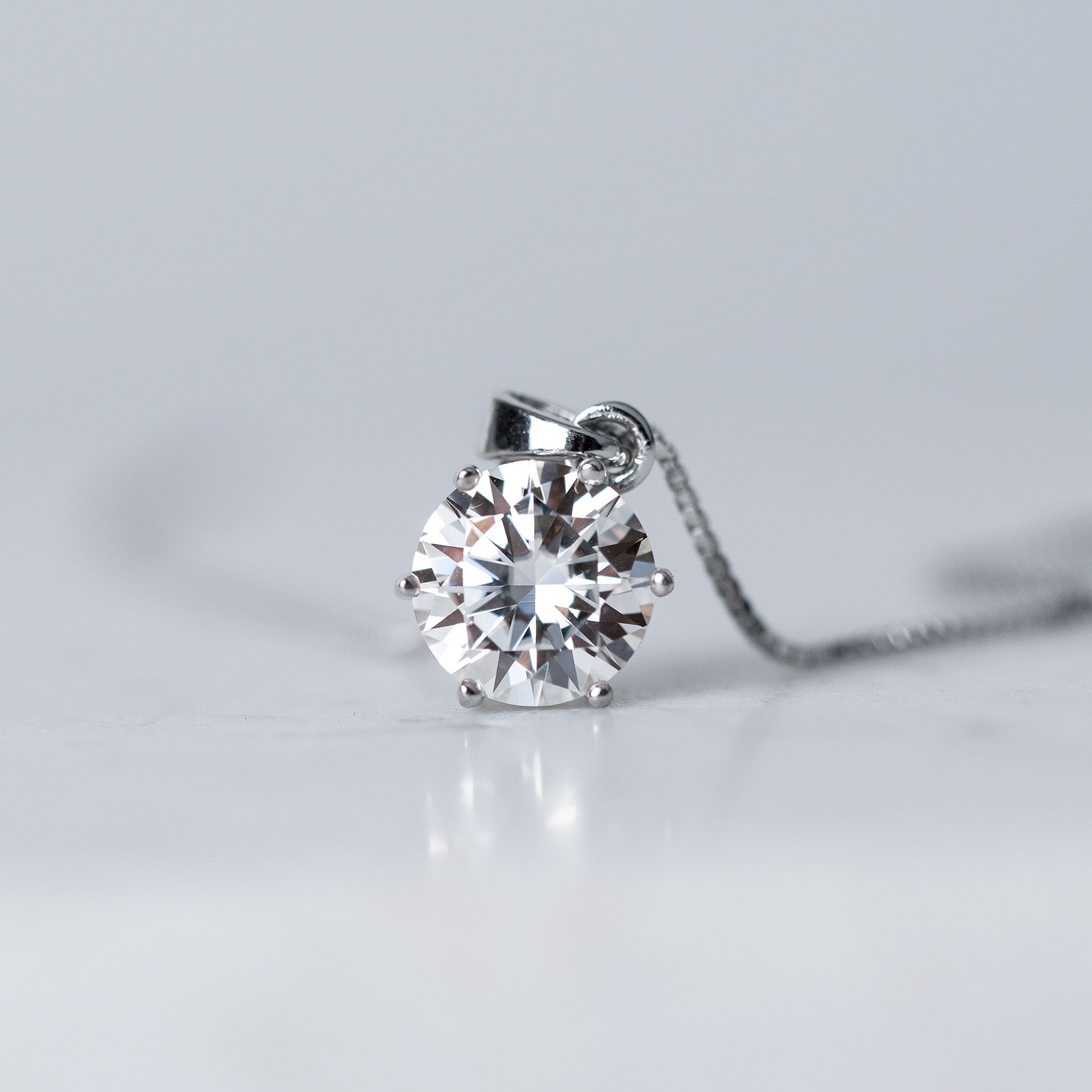 Six Prongs Solitaire Necklace - Moissanite