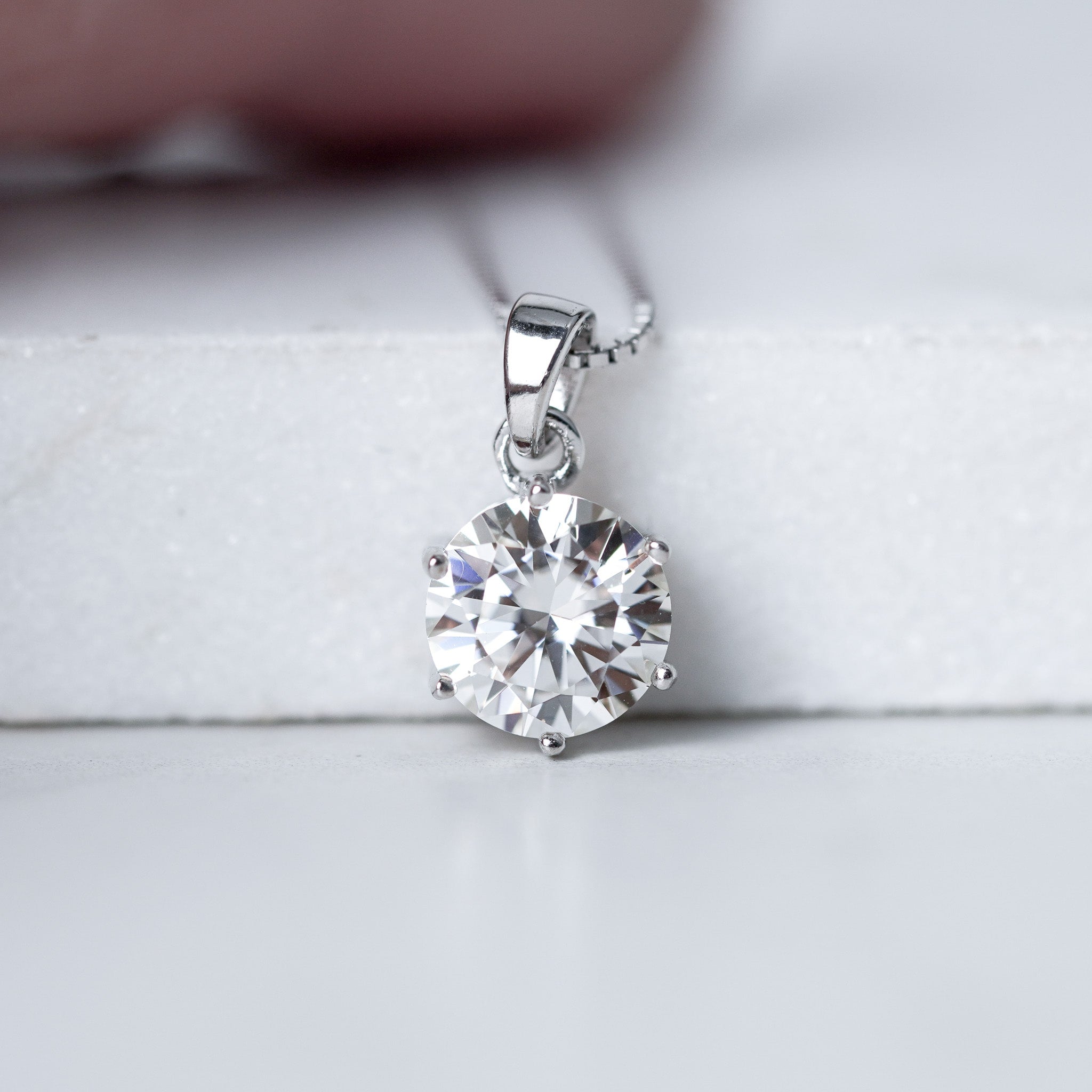 Six Prongs Round Earrings & Necklace Gift Set - Moissanite - 3 Products