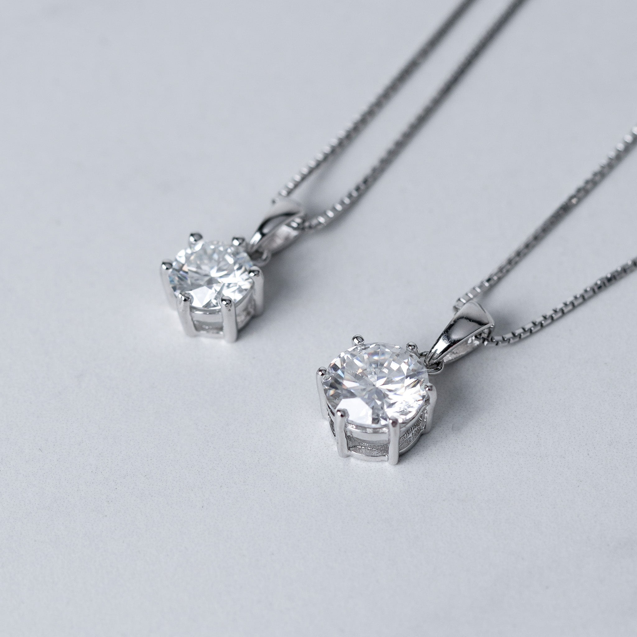 Six Prongs Solitaire Necklace - Simulated Diamond