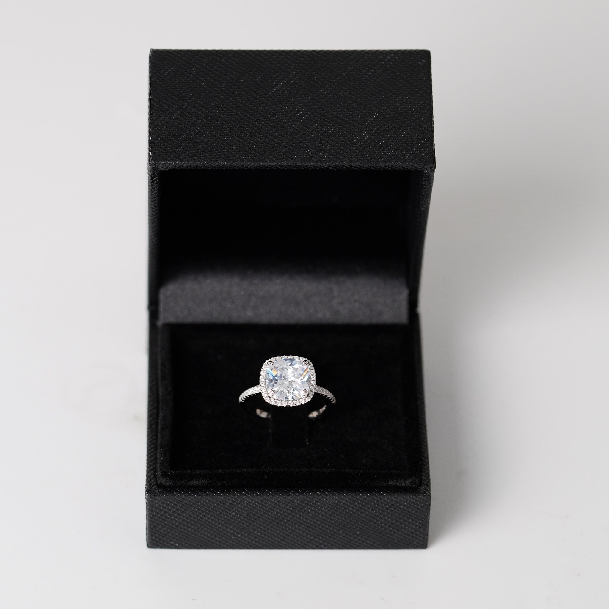Cushion Cut Halo Ring - 4ct - Simulated Diamond
