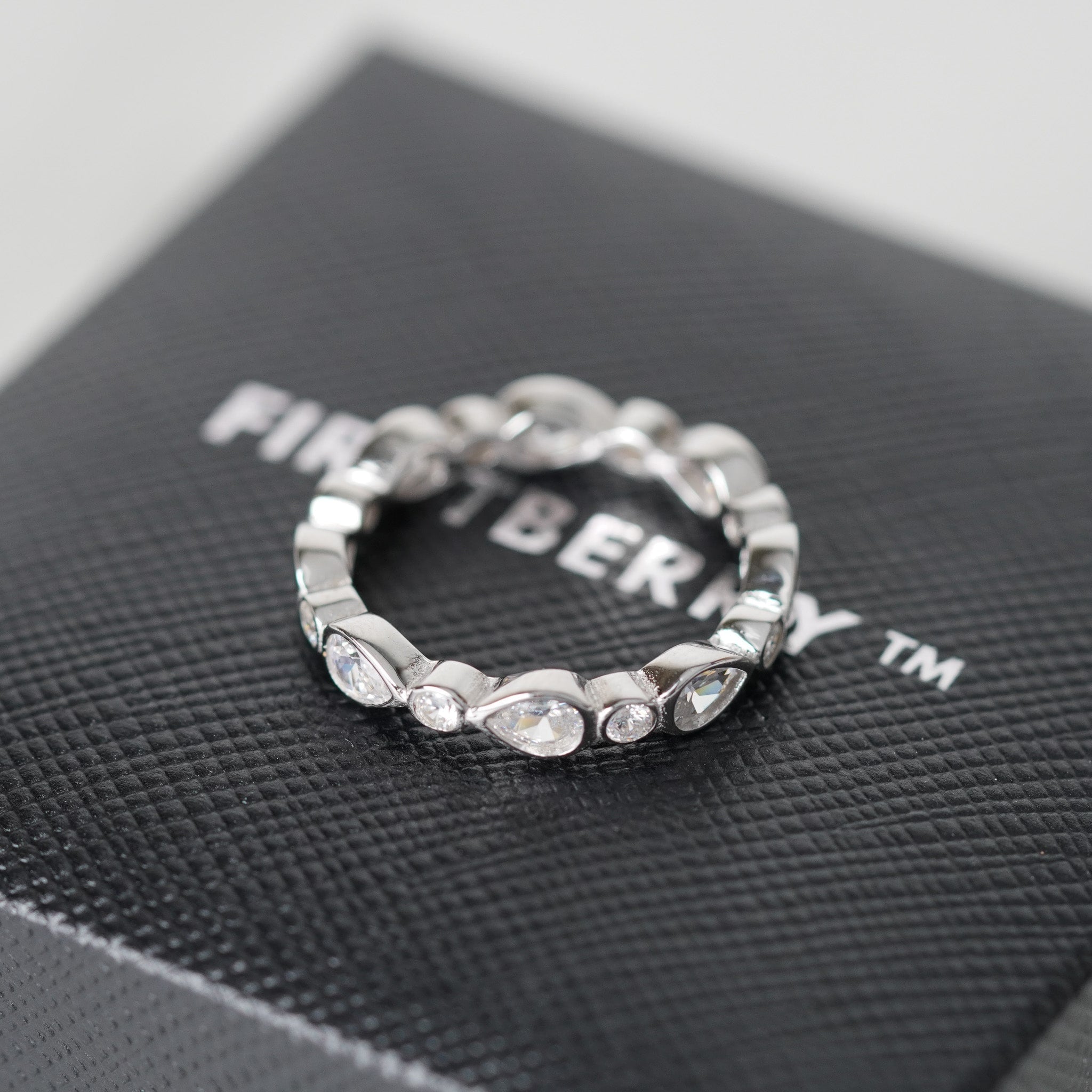 Pear & Dot Wedding Band - Simulated Diamond