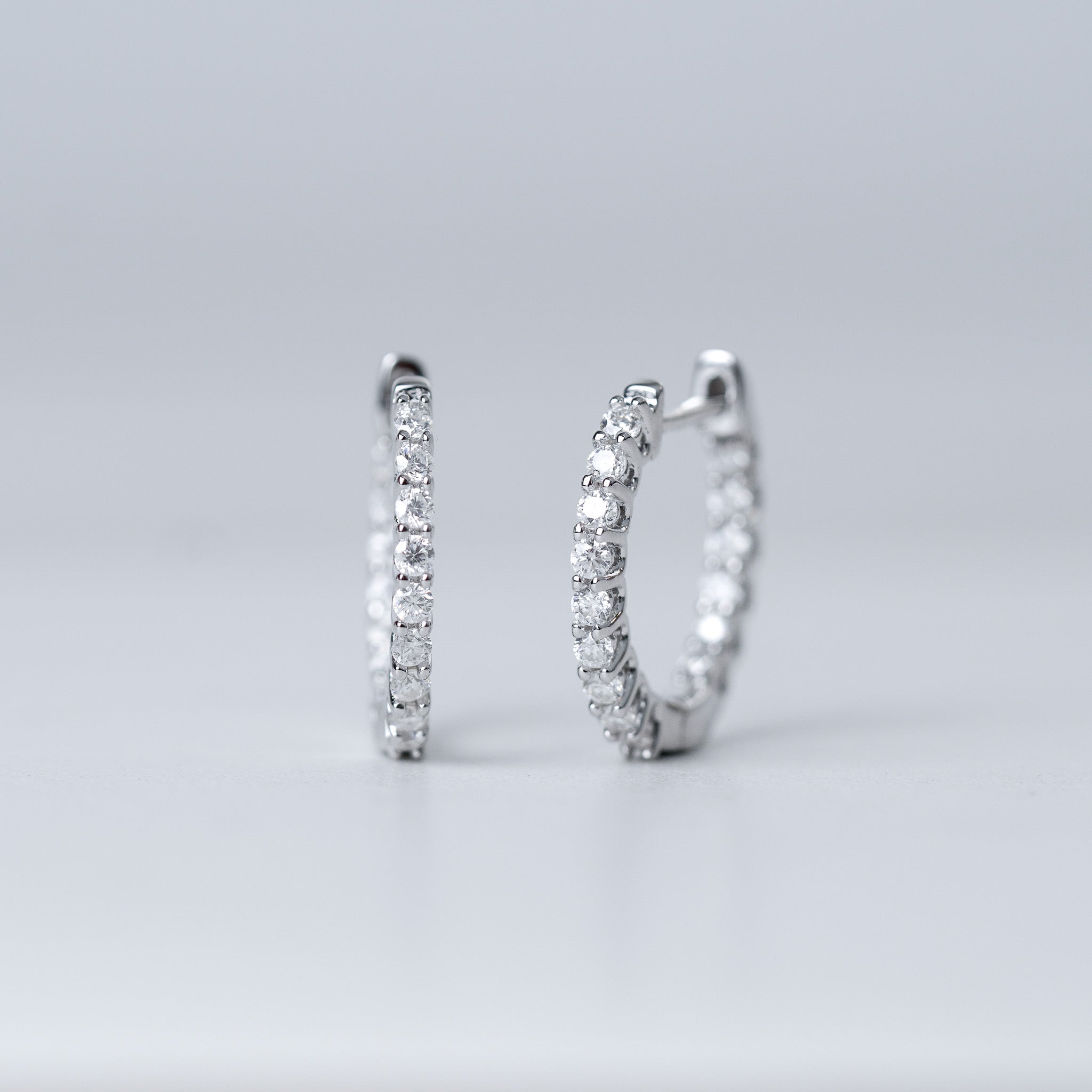 Front & Back Small Hoops Earrings - Moissanite