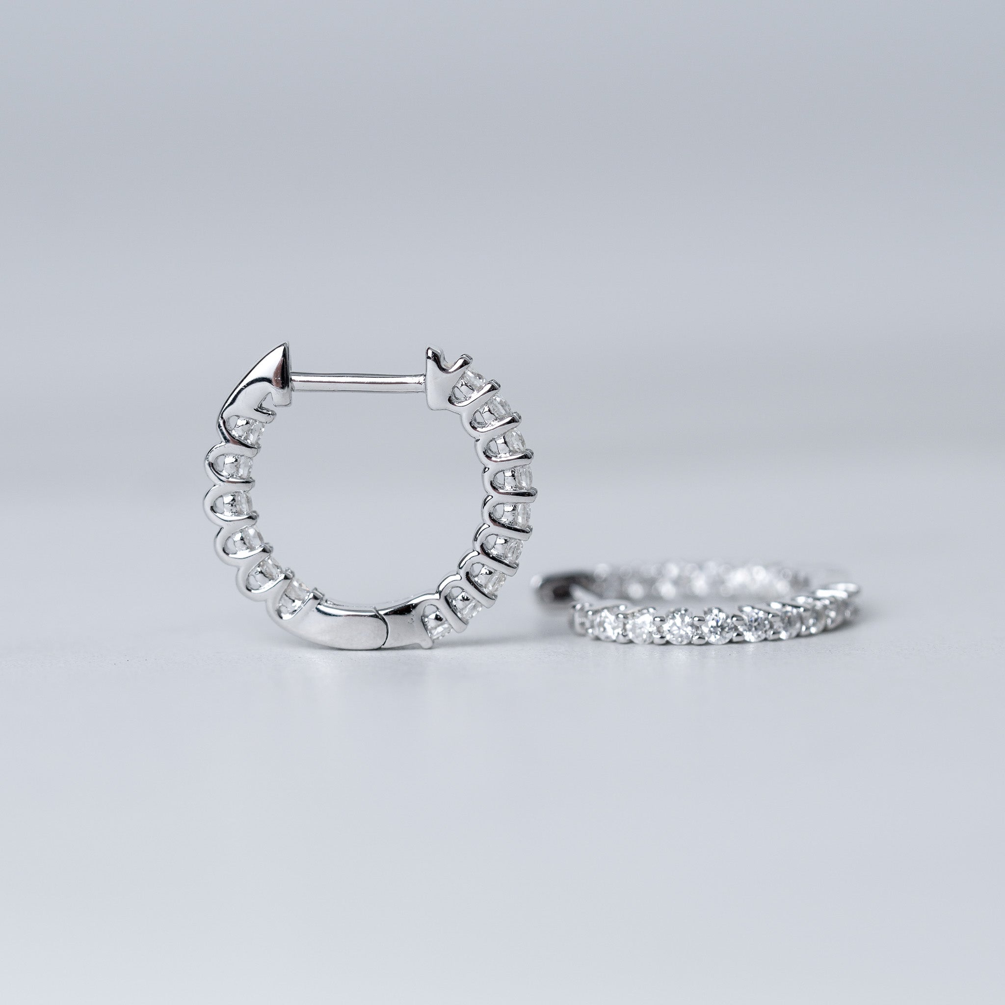 Front & Back Small Hoops Earrings - Moissanite