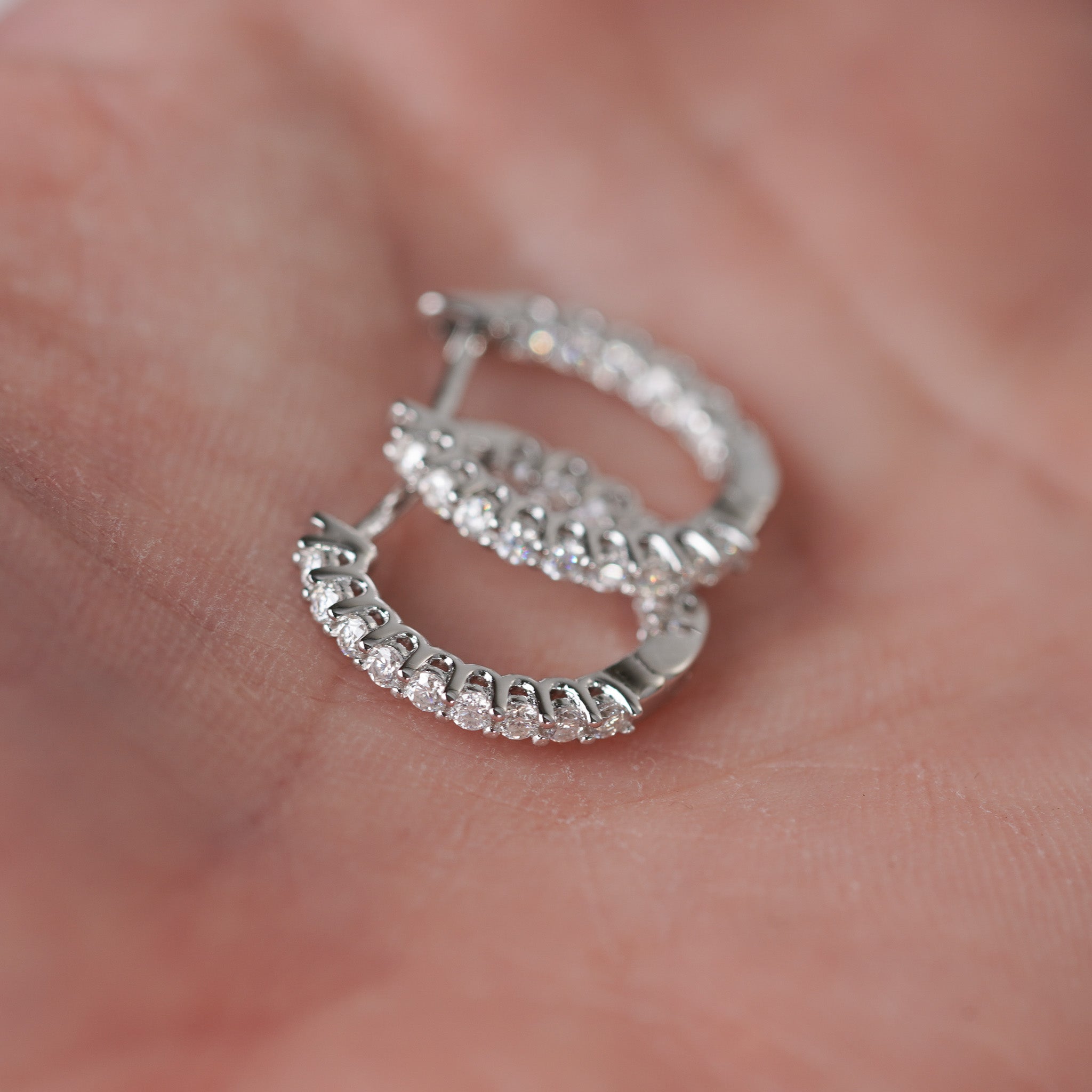 Front & Back Small Hoops Earrings - Moissanite