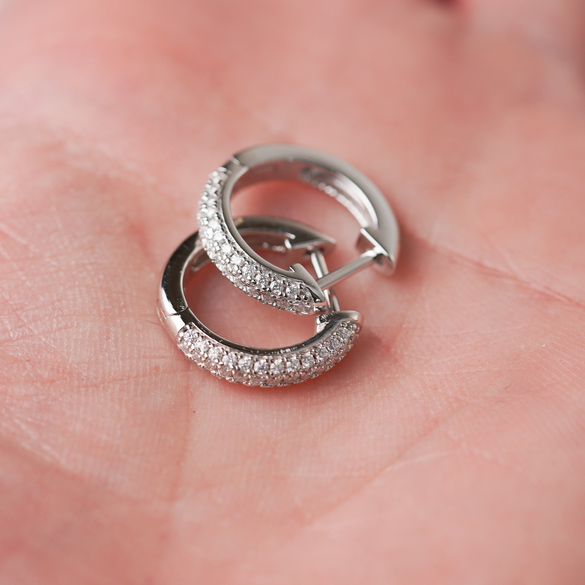 Moissanite Micro-Pave Small Hoops Earrings