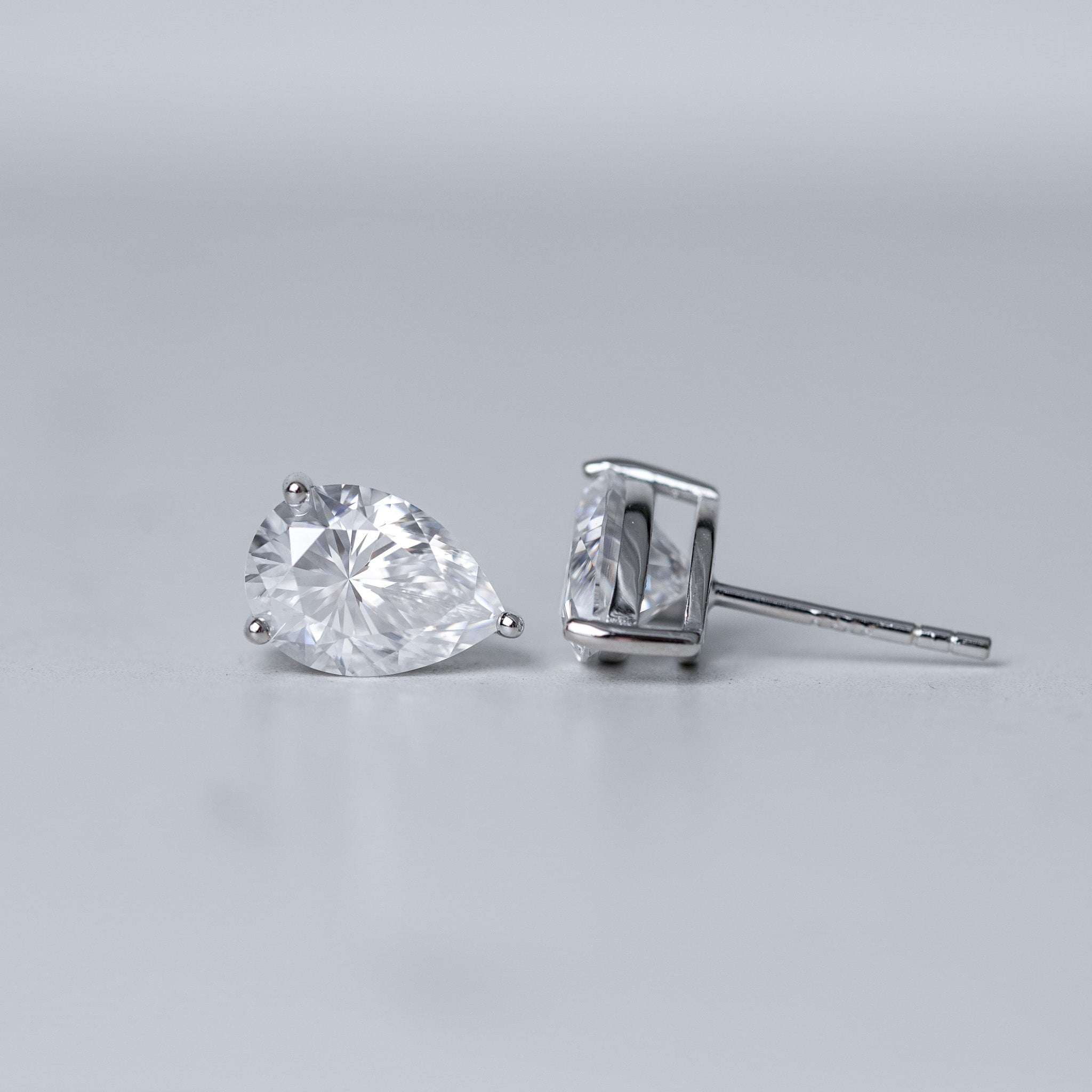Pear Solitaire Stud Earrings - Simulated Diamond