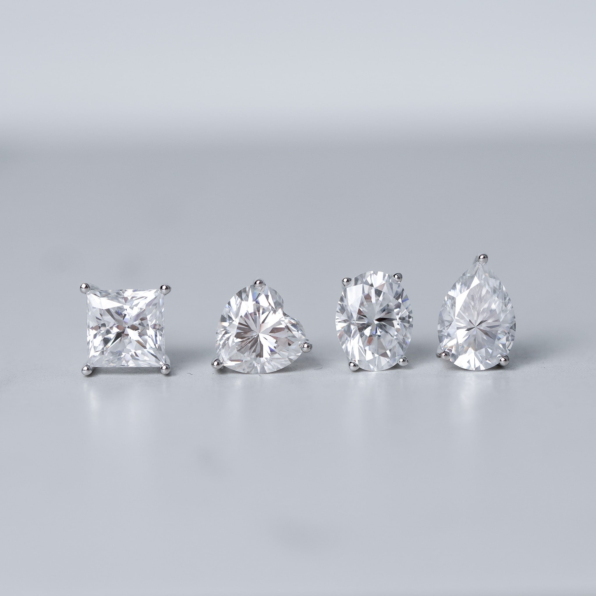 Oval Solitaire Stud Earrings - Simulated Diamond