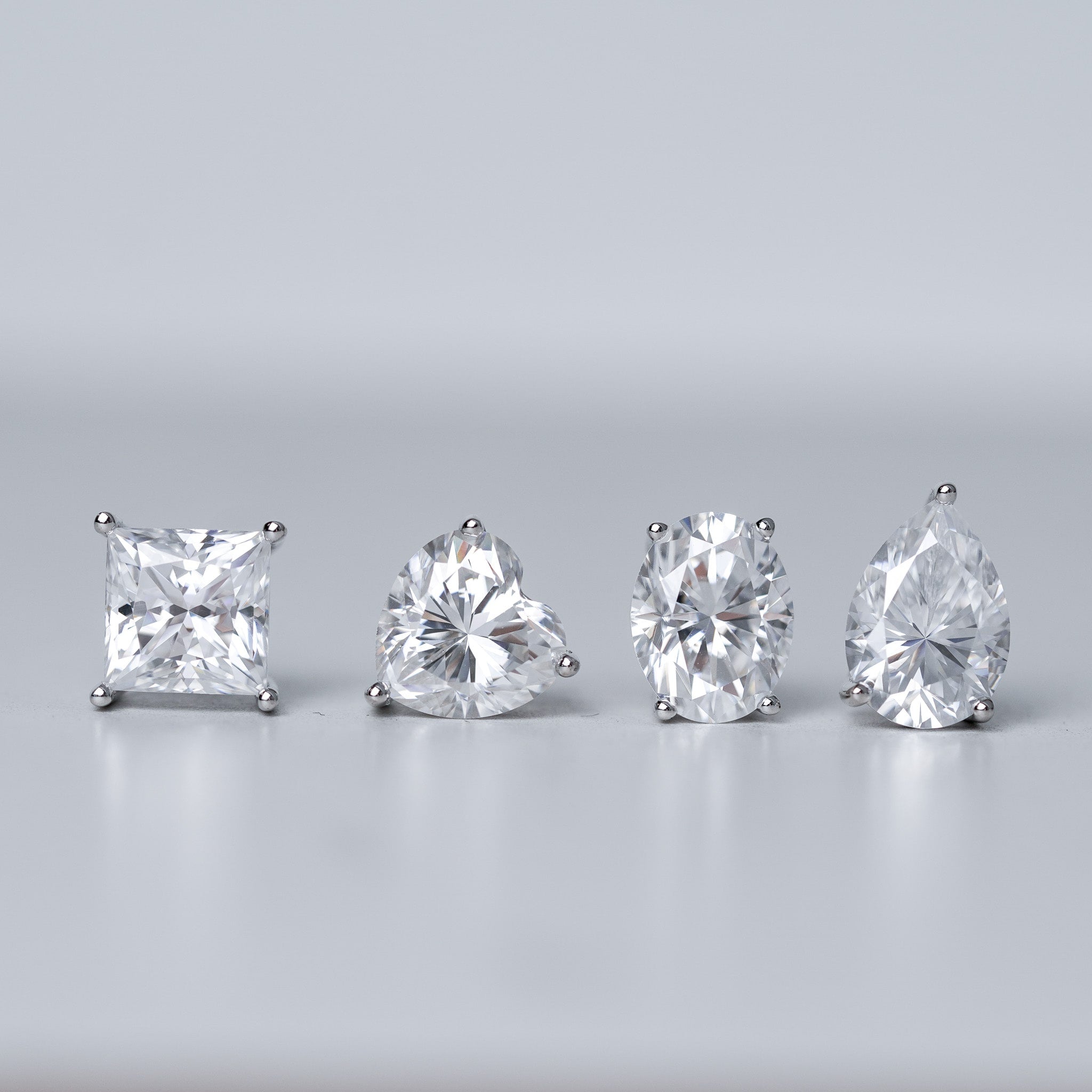 Pear Solitaire Stud Earrings - Simulated Diamond