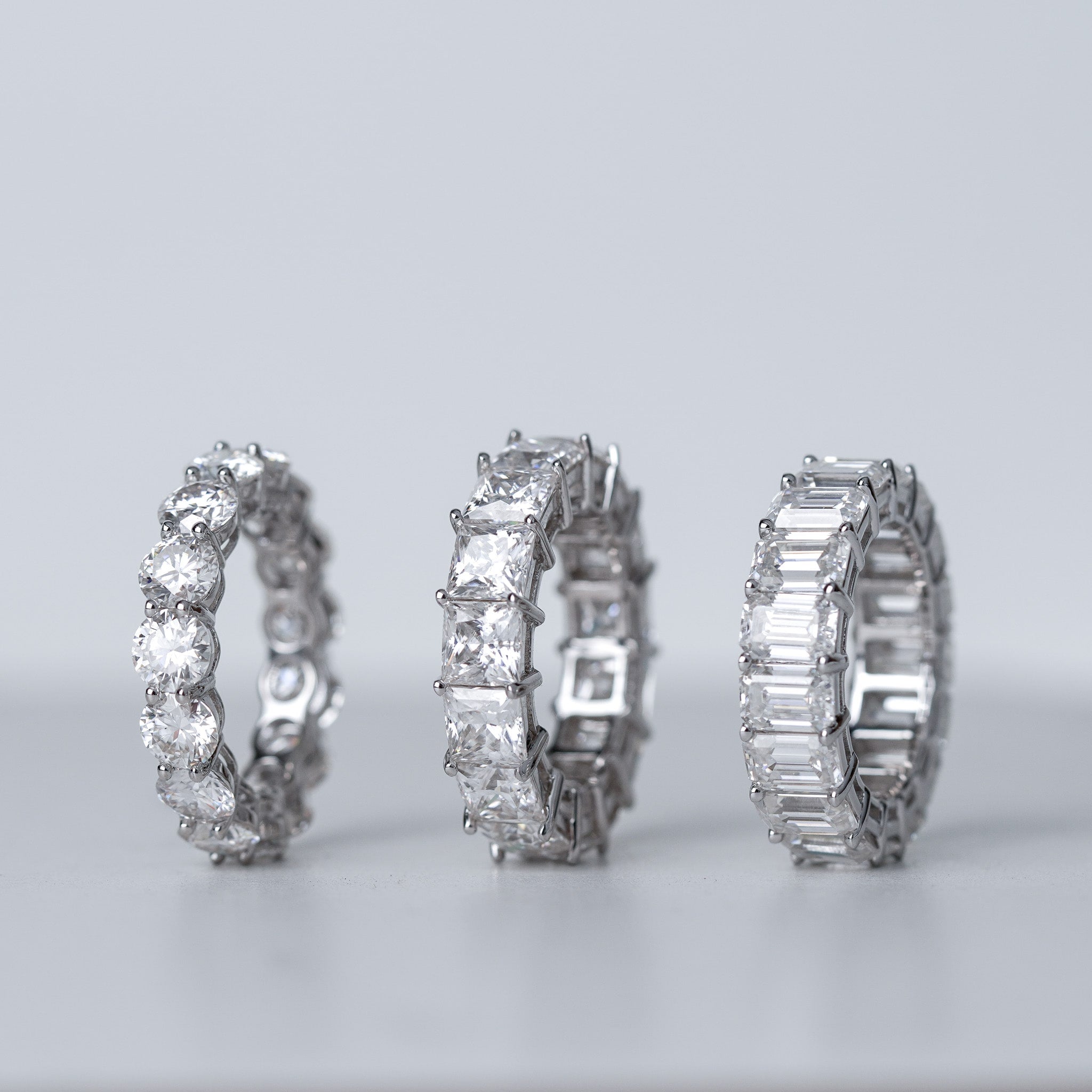 Princess Wedding Band Ring - Moissanite